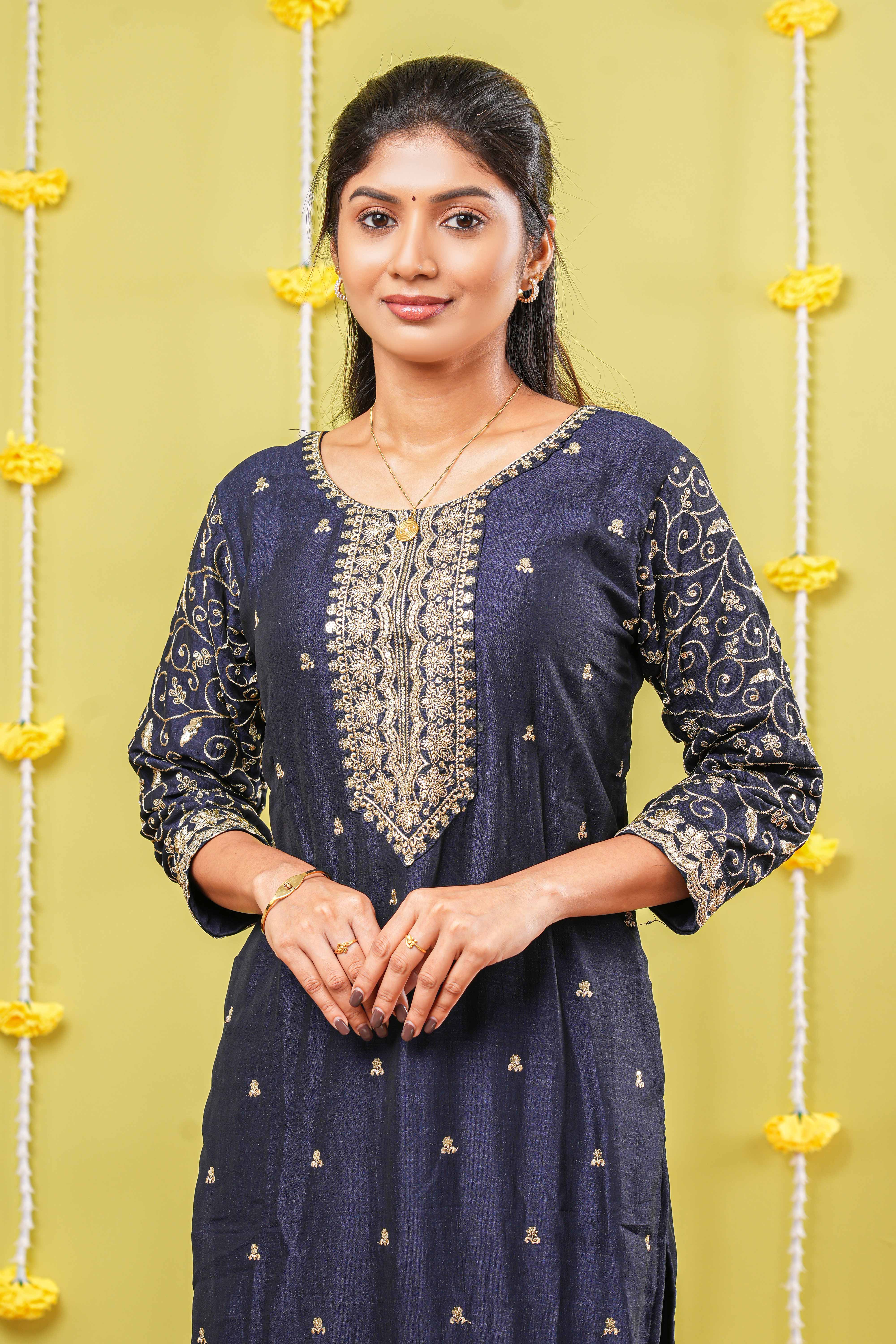 Blue zari detail salwar suit
