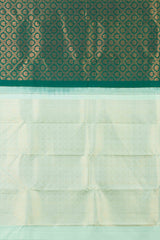Borderless green pure silk saree