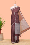 Brown featuring crane bird motif print and contrast pallu Kota cotton saree