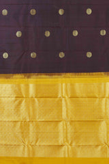 Brown gold zari silks saree