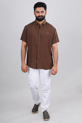 Brown printed casual shirt