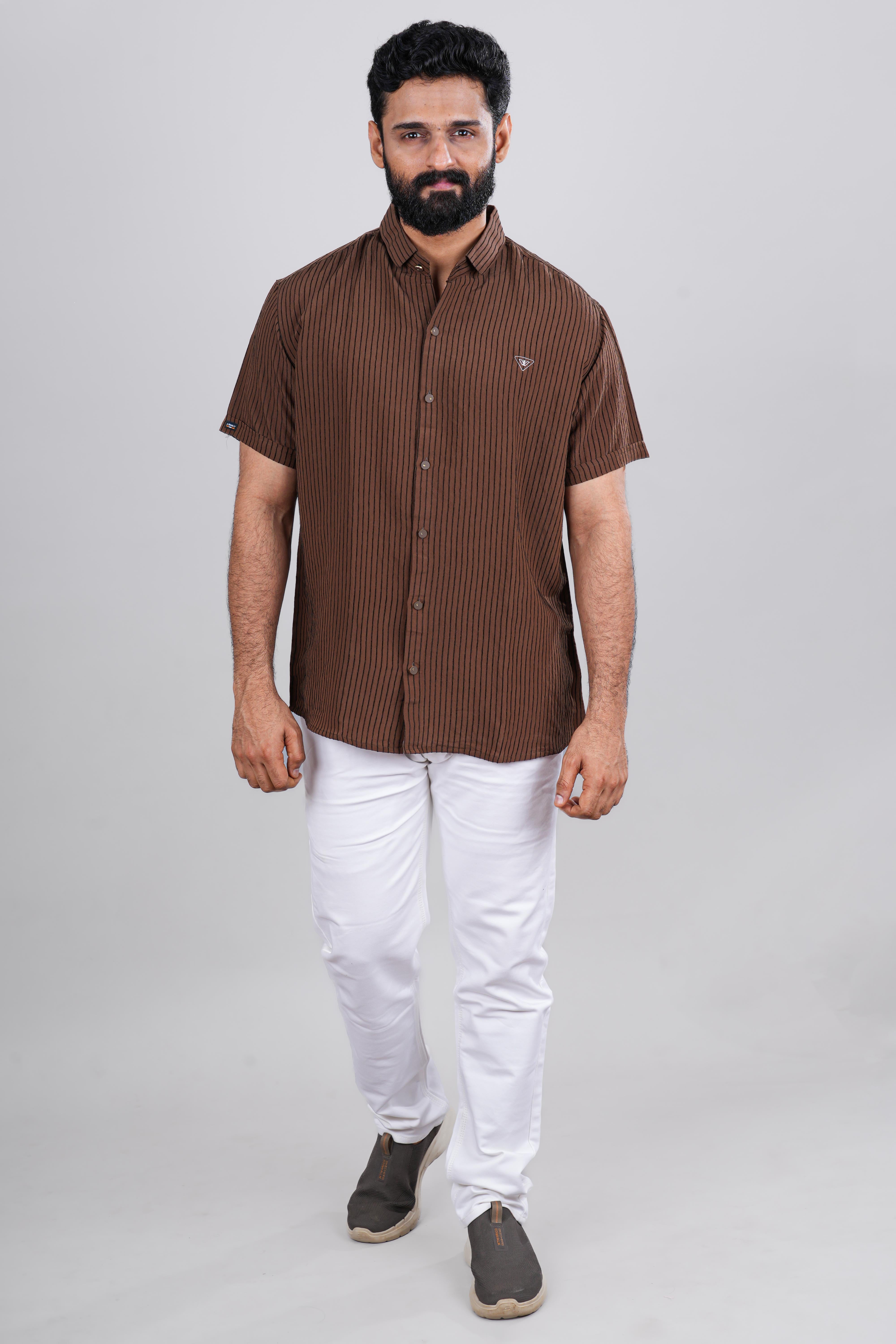 Brown printed casual shirt