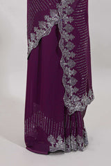 Burgundy festive saree