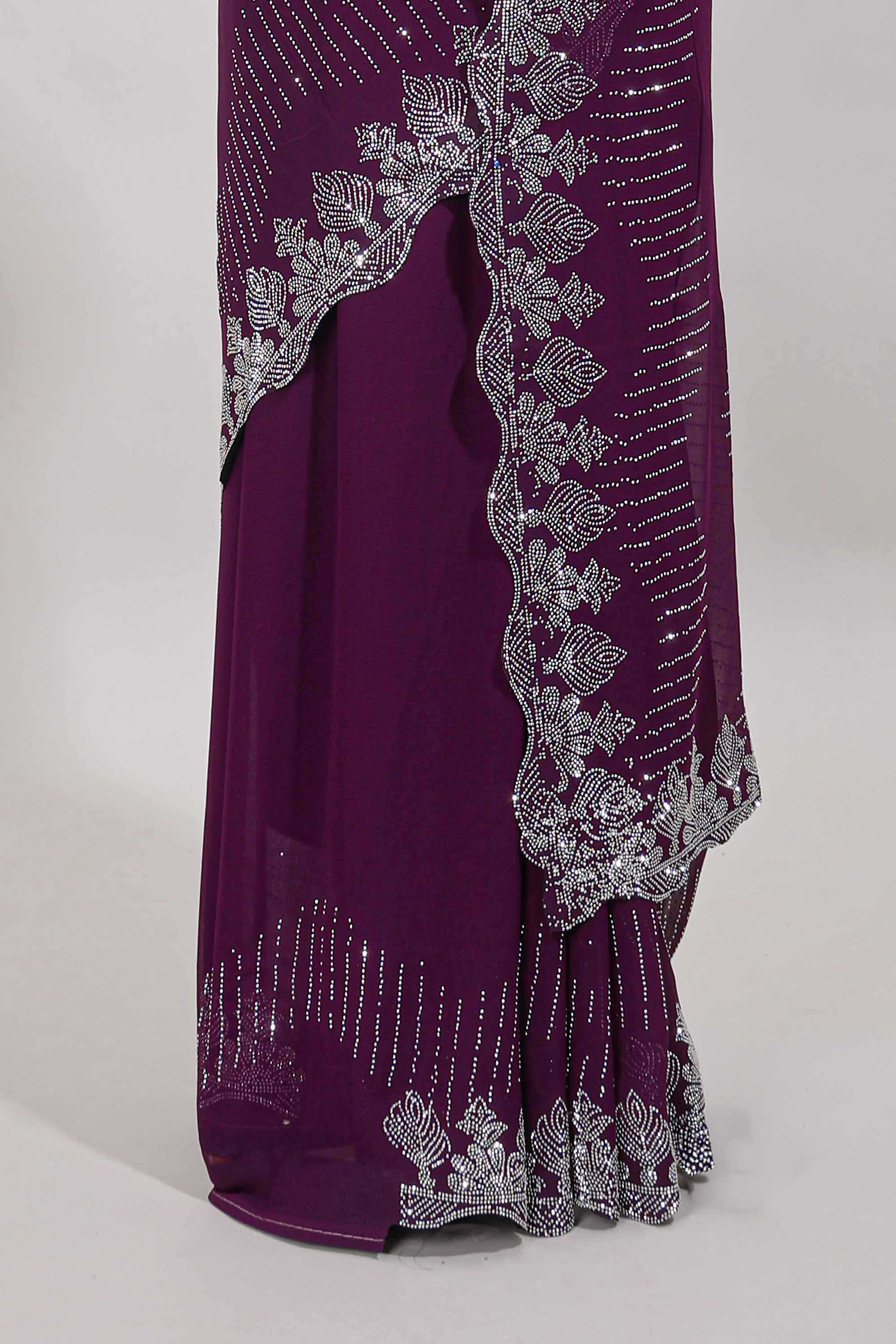 Burgundy festive saree