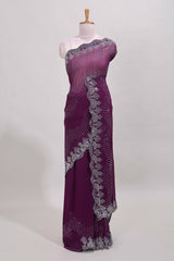 Burgundy stonework saree