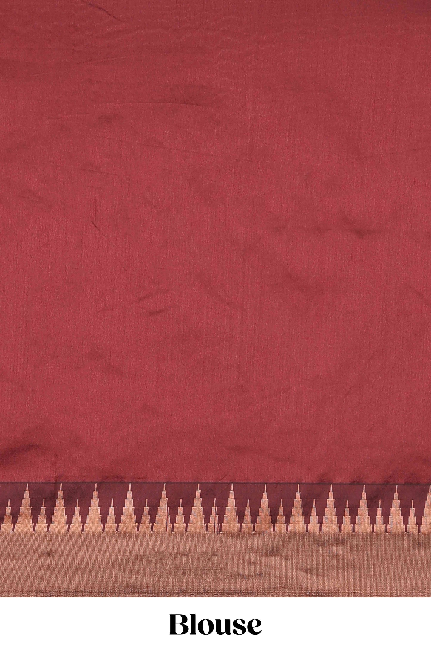 Dark orange plain poly cotton saree with contrast pallu and geometric border