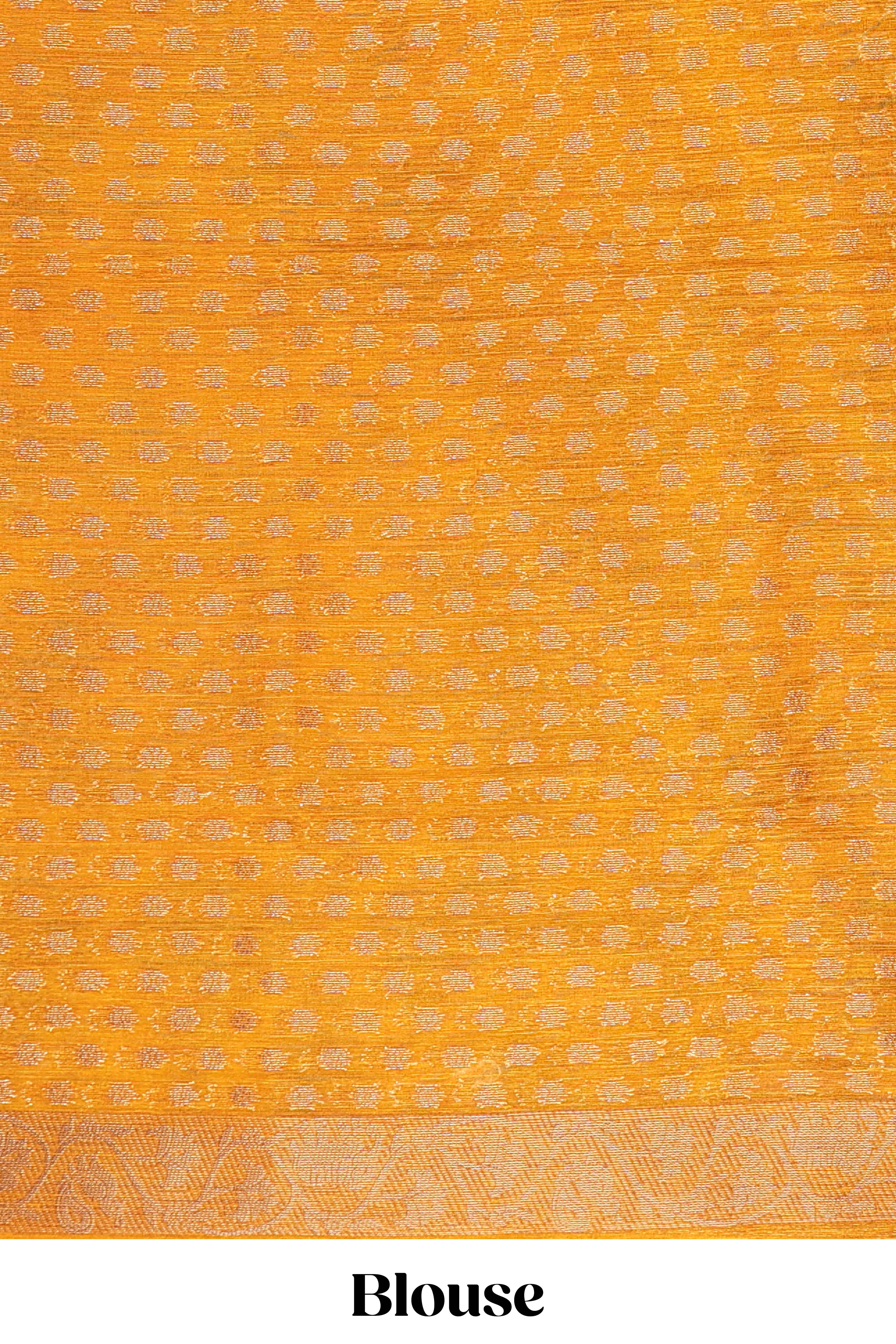 Orange and black tie and dye jute cotton saree with self zari border and blouse