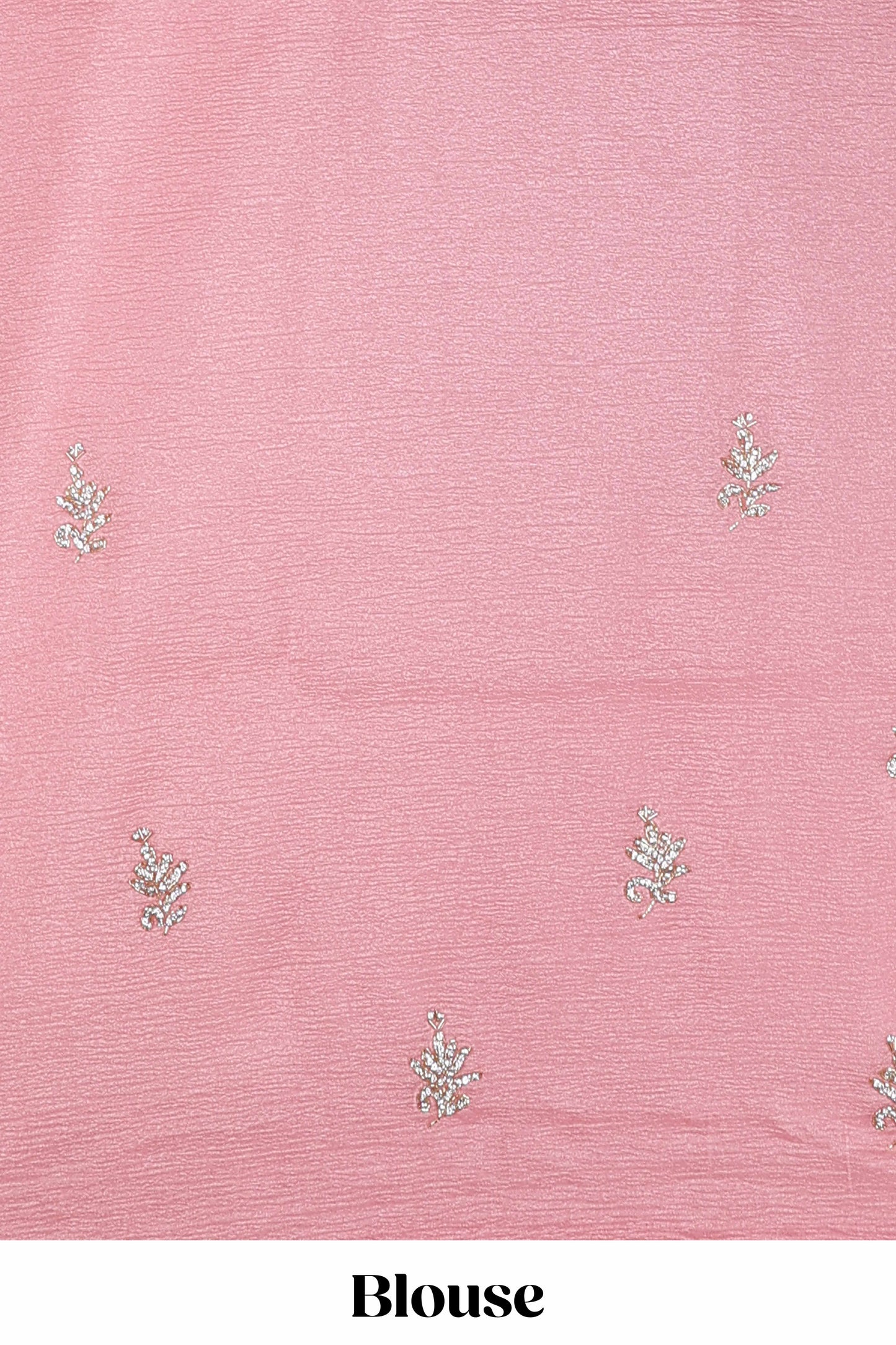 Pink organza crush saree with dot motif embroidery and stone work