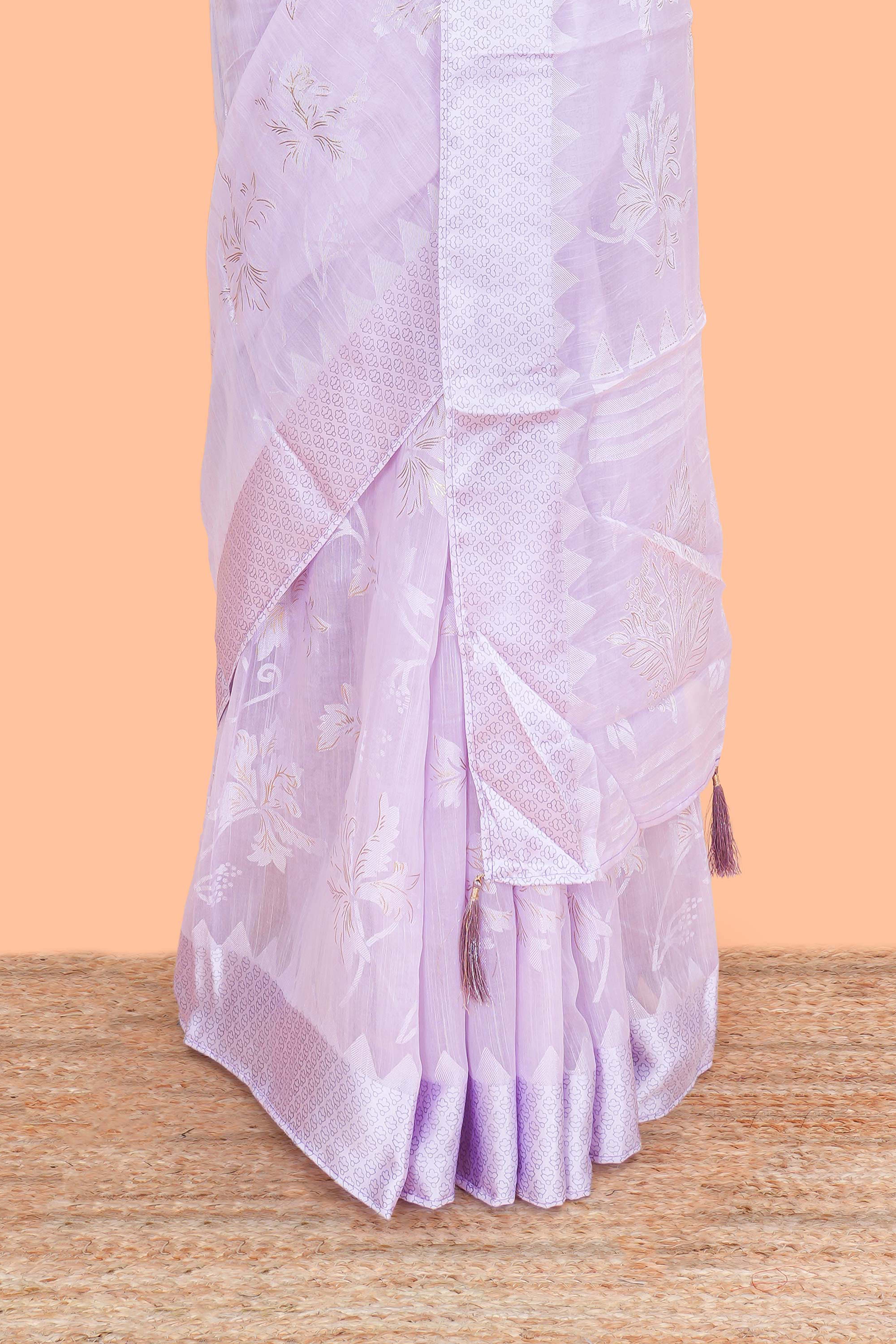 Casual floral linen saree