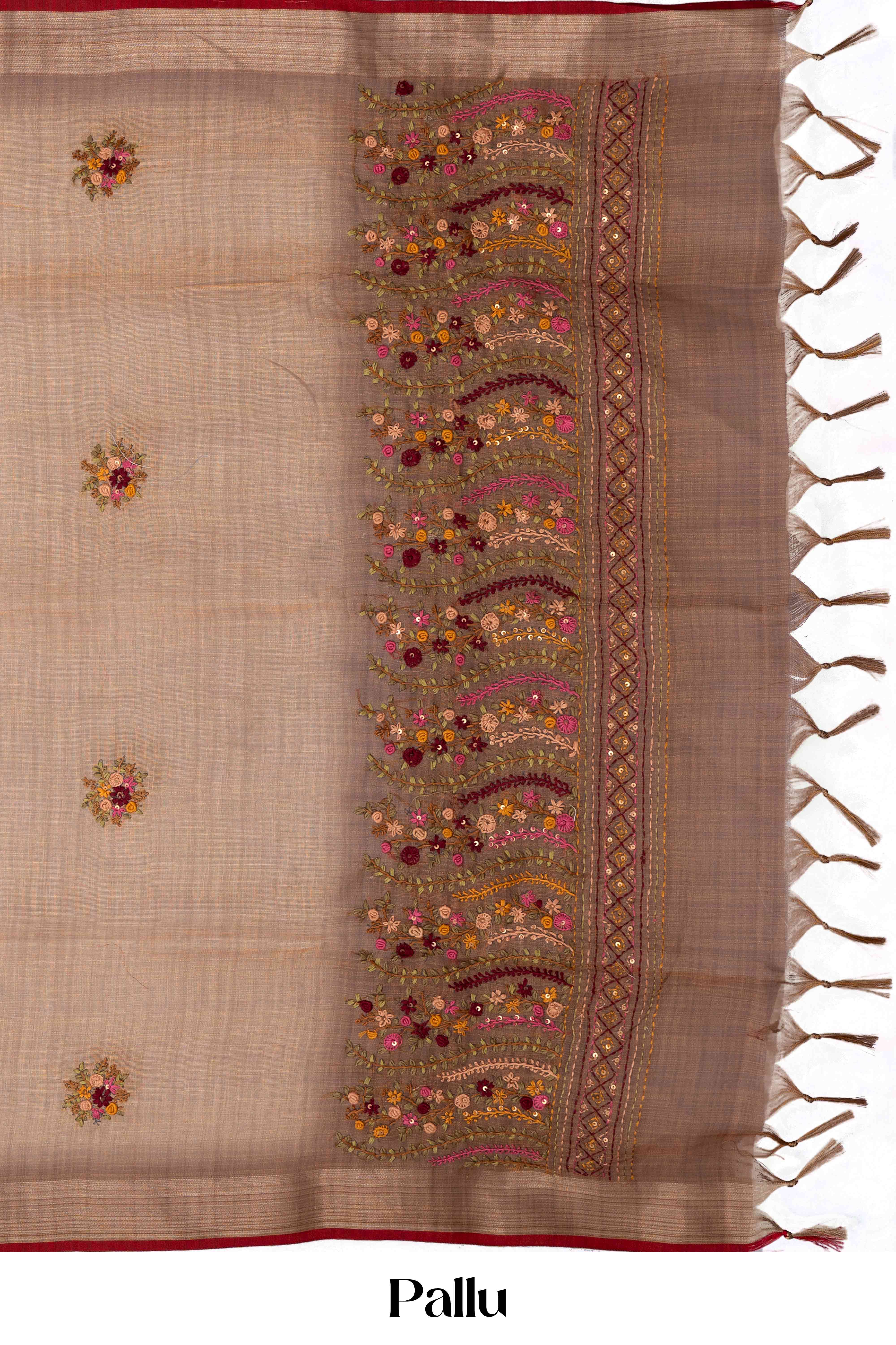 Casual orange linen saree
