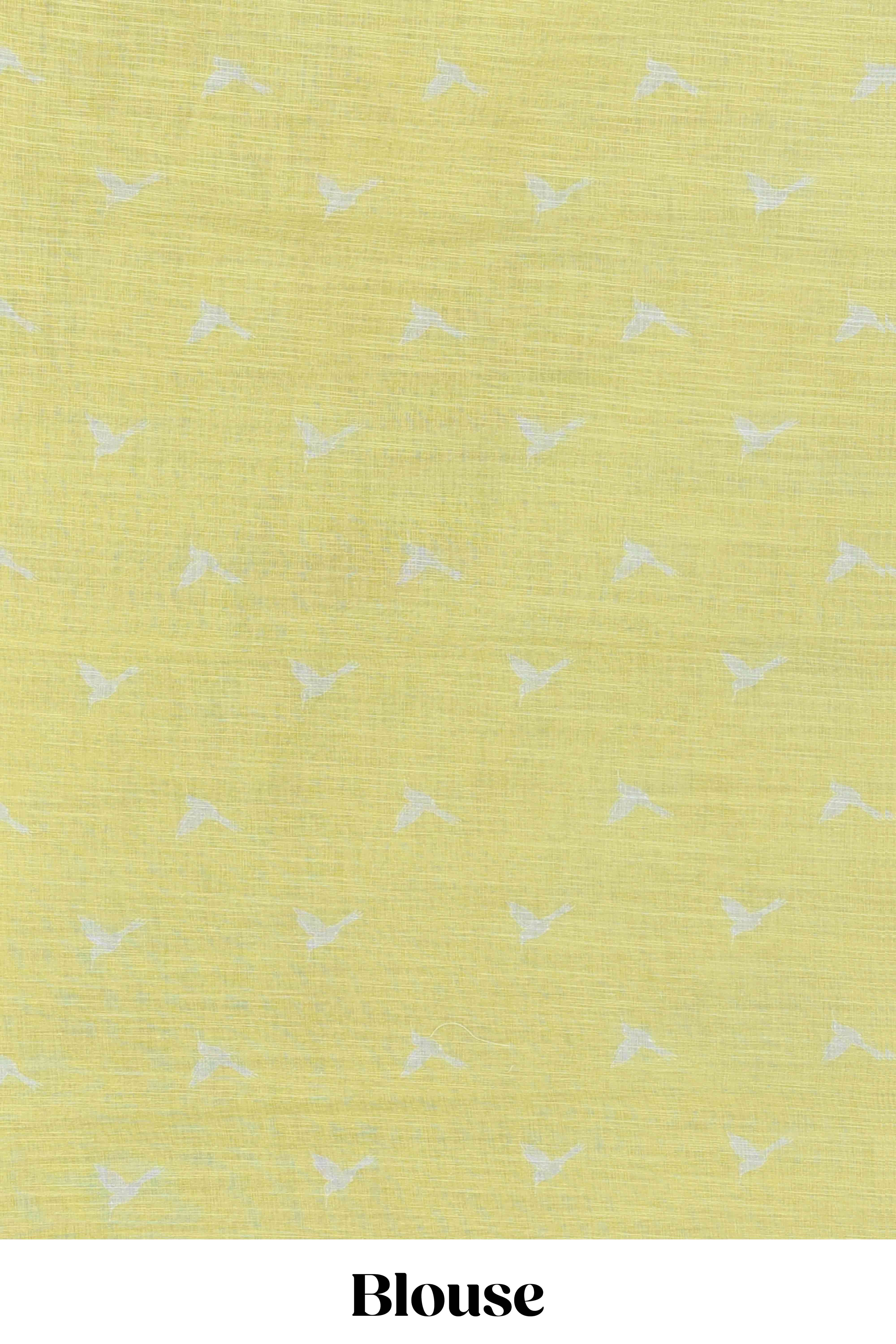 Casual wear yellow linen cotton saree