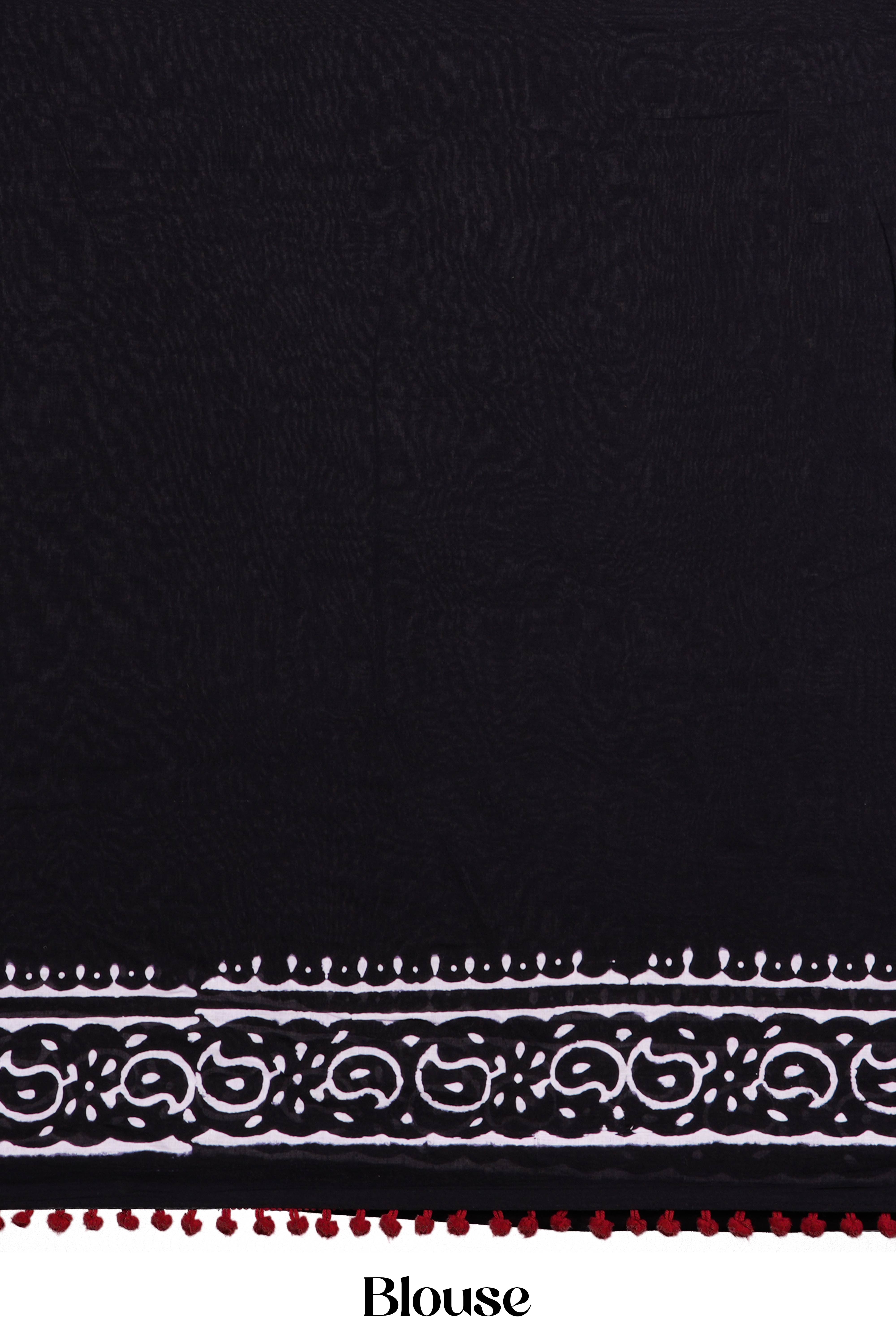 Cotton ajrakh print saree black style
