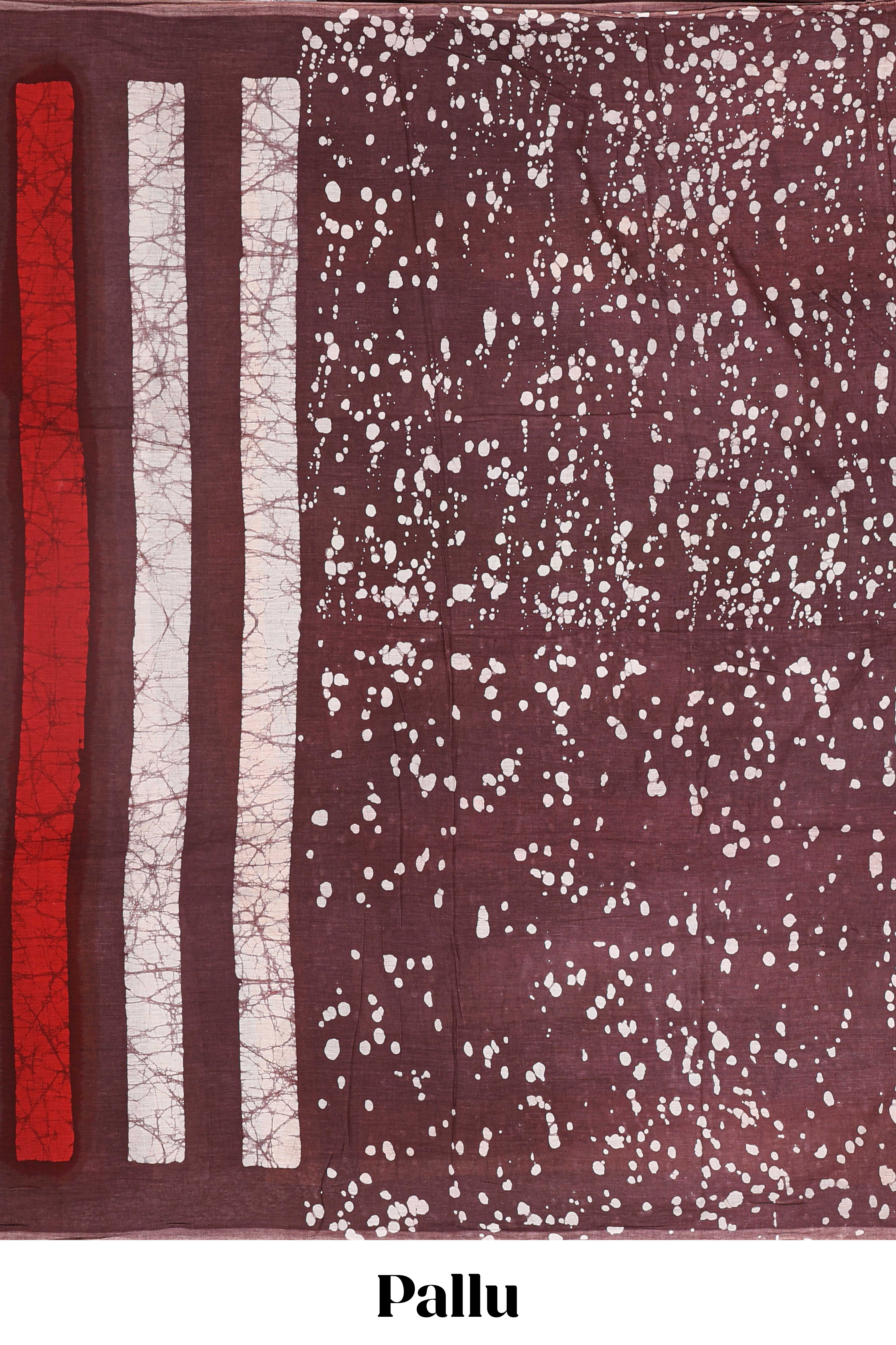 Cotton striped design saree brown