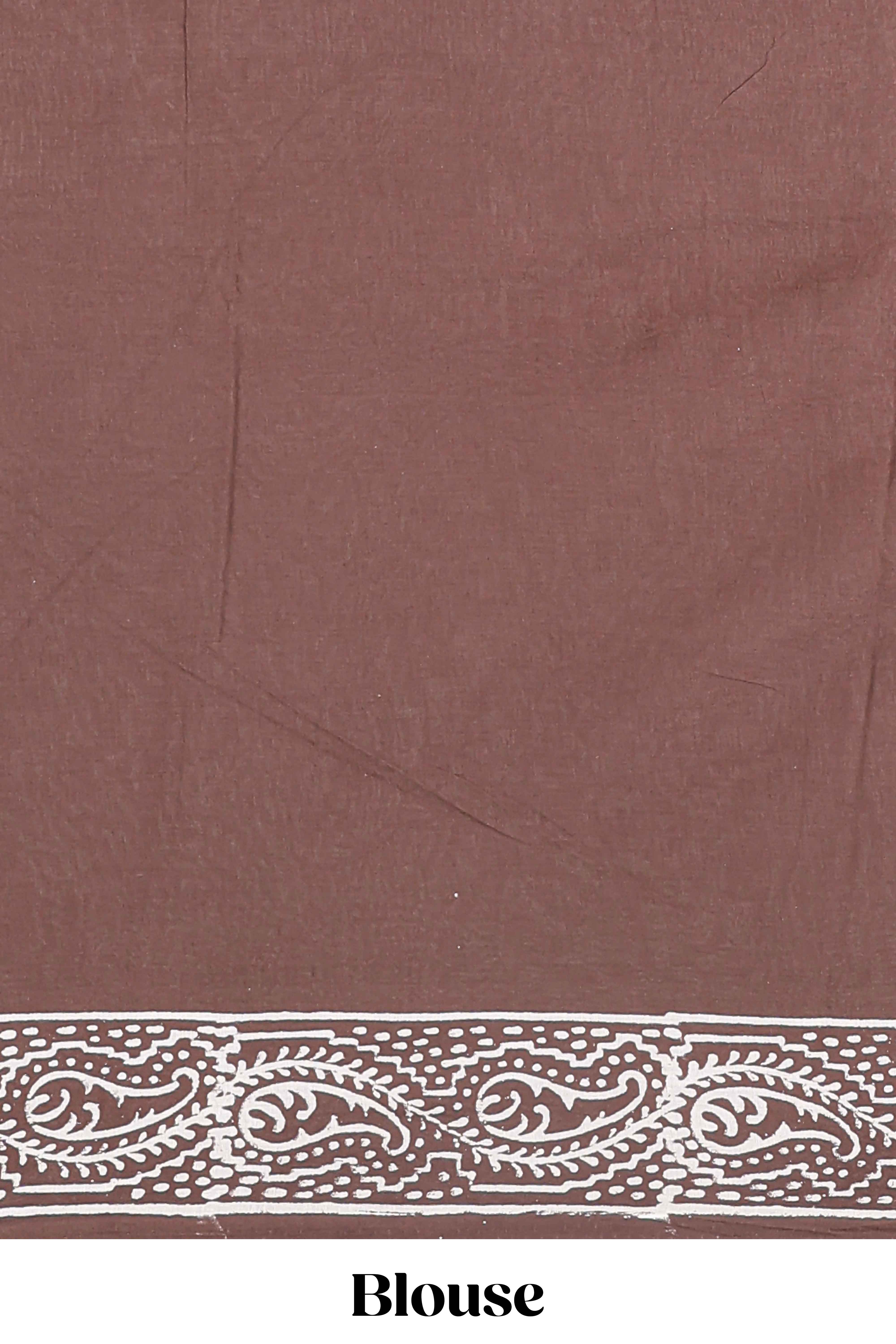 Cotton warli print saree brown