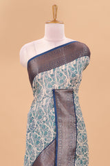 Cream banarasi woven border saree