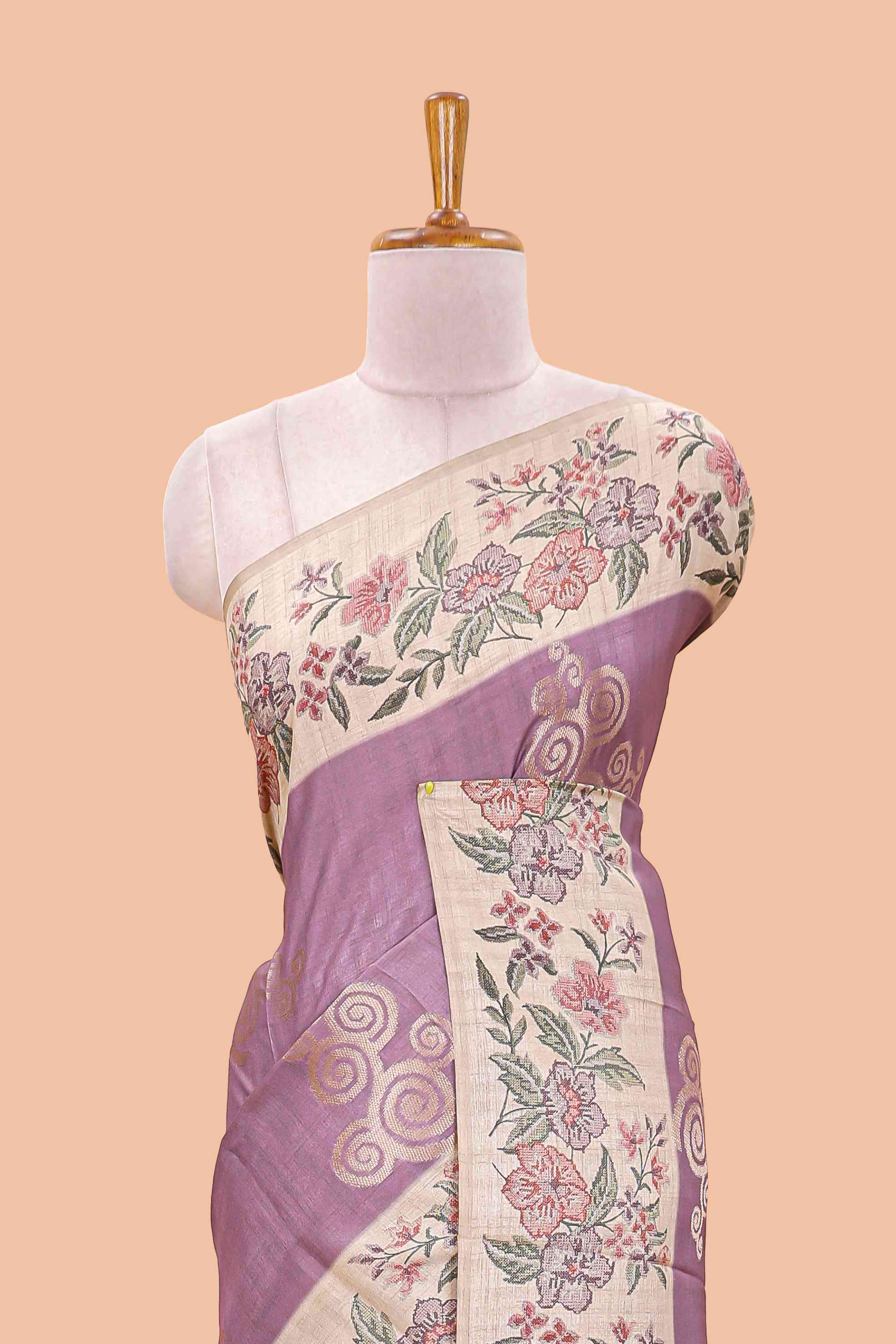 Cream contrast border saree