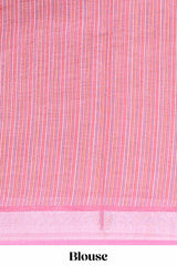 Cream elegant linen cotton saree