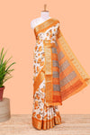 Cream printed dola saree