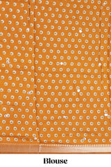 Cream traditional chanderi sarees patola inspired mirror work