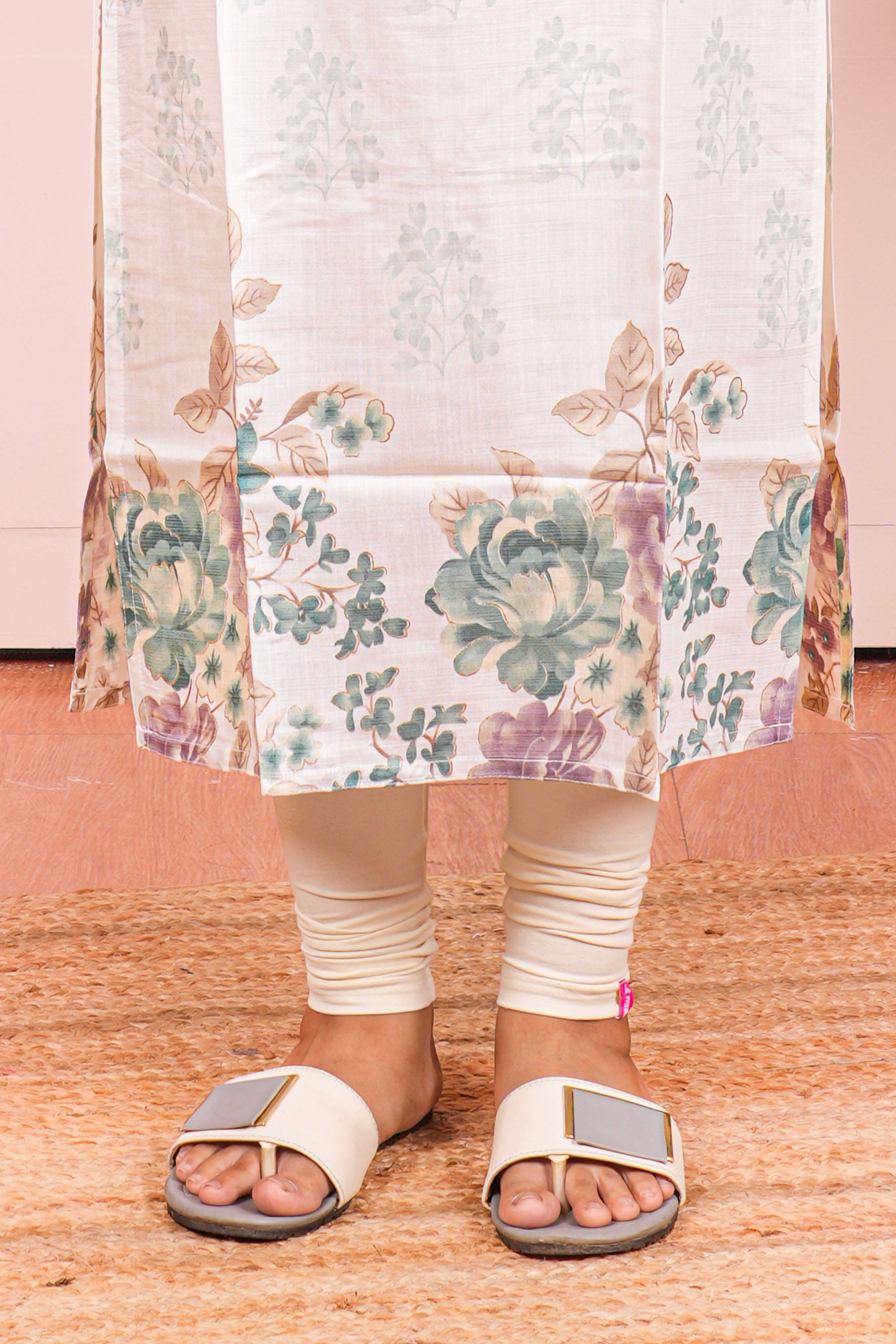 Cream traditional printed suit