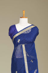 Dark blue festive woven saree
