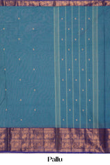 Dark blue traditional Chettinad saree