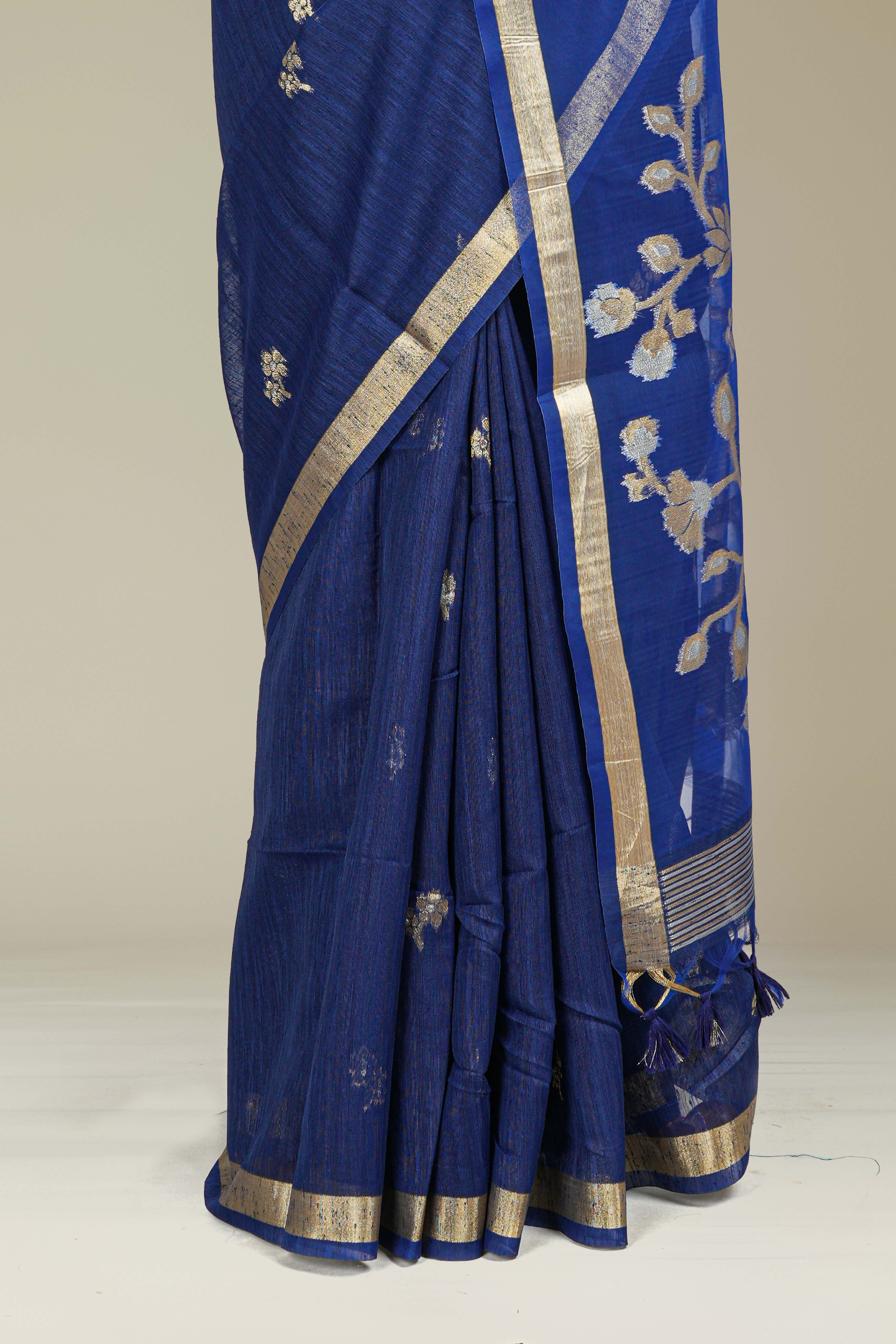 Dark blue traditional cotton drape