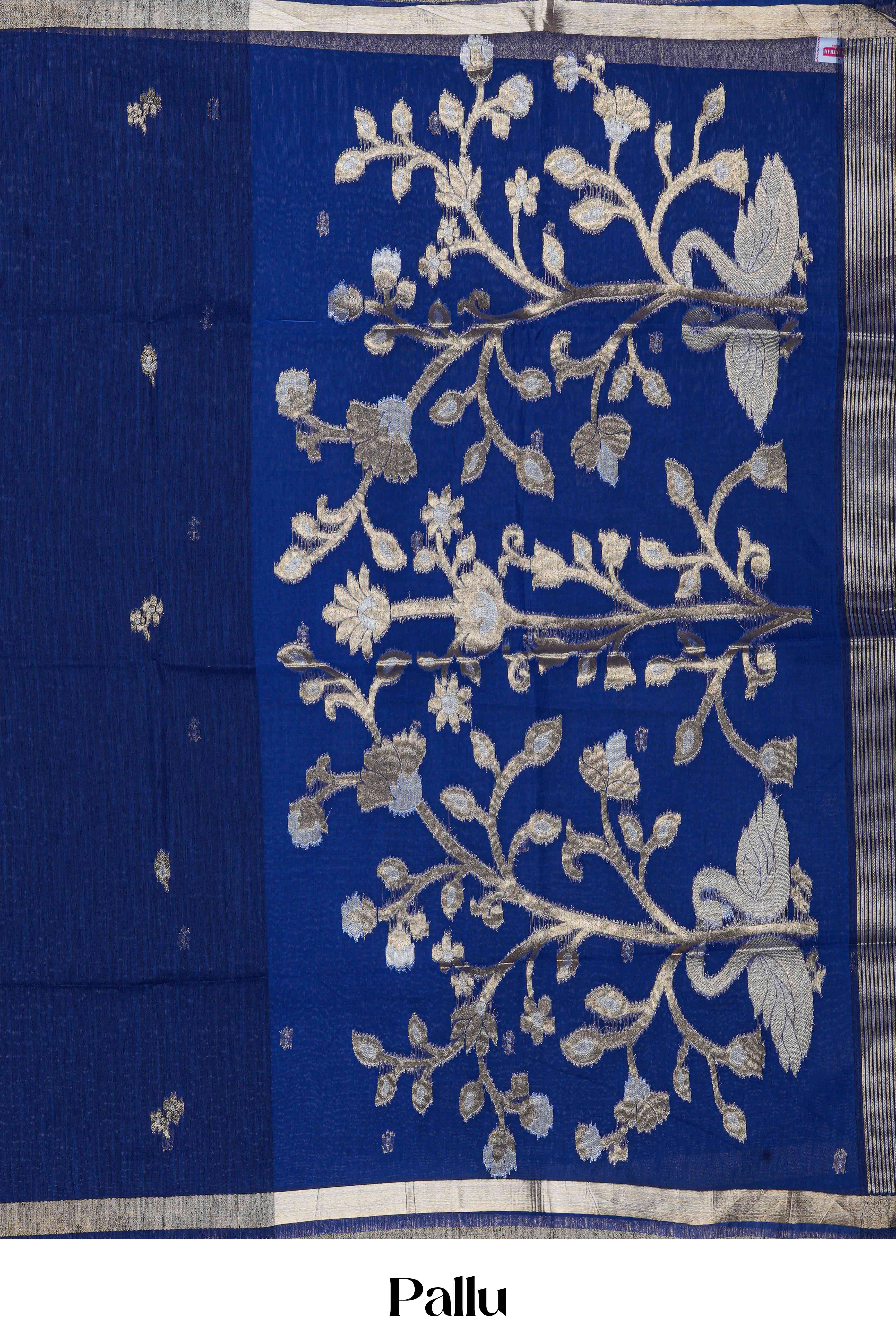 Dark blue traditional woven saree
