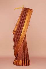 Dark maroon pattu silk saree
