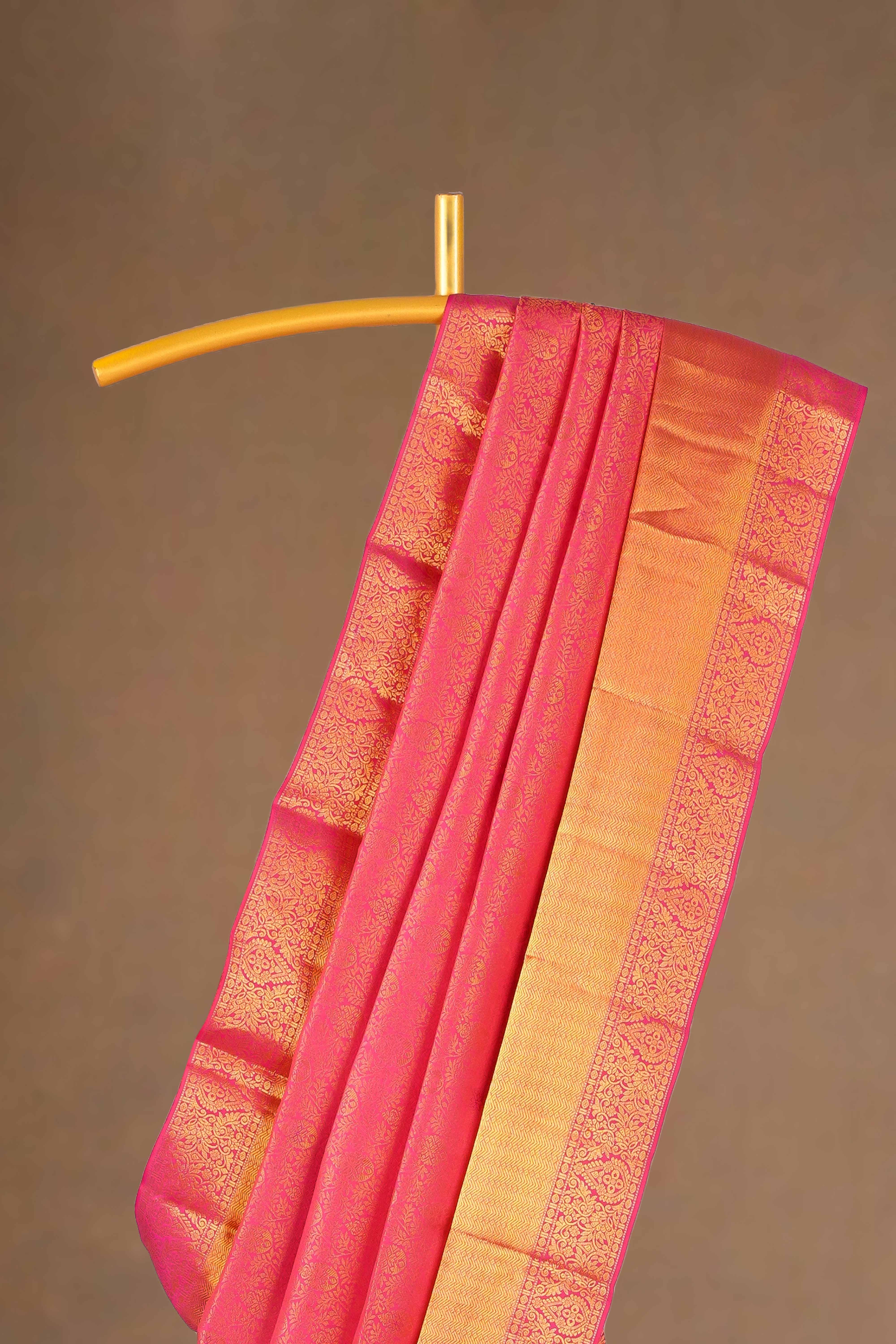 Deep rani pink traditional silk saree