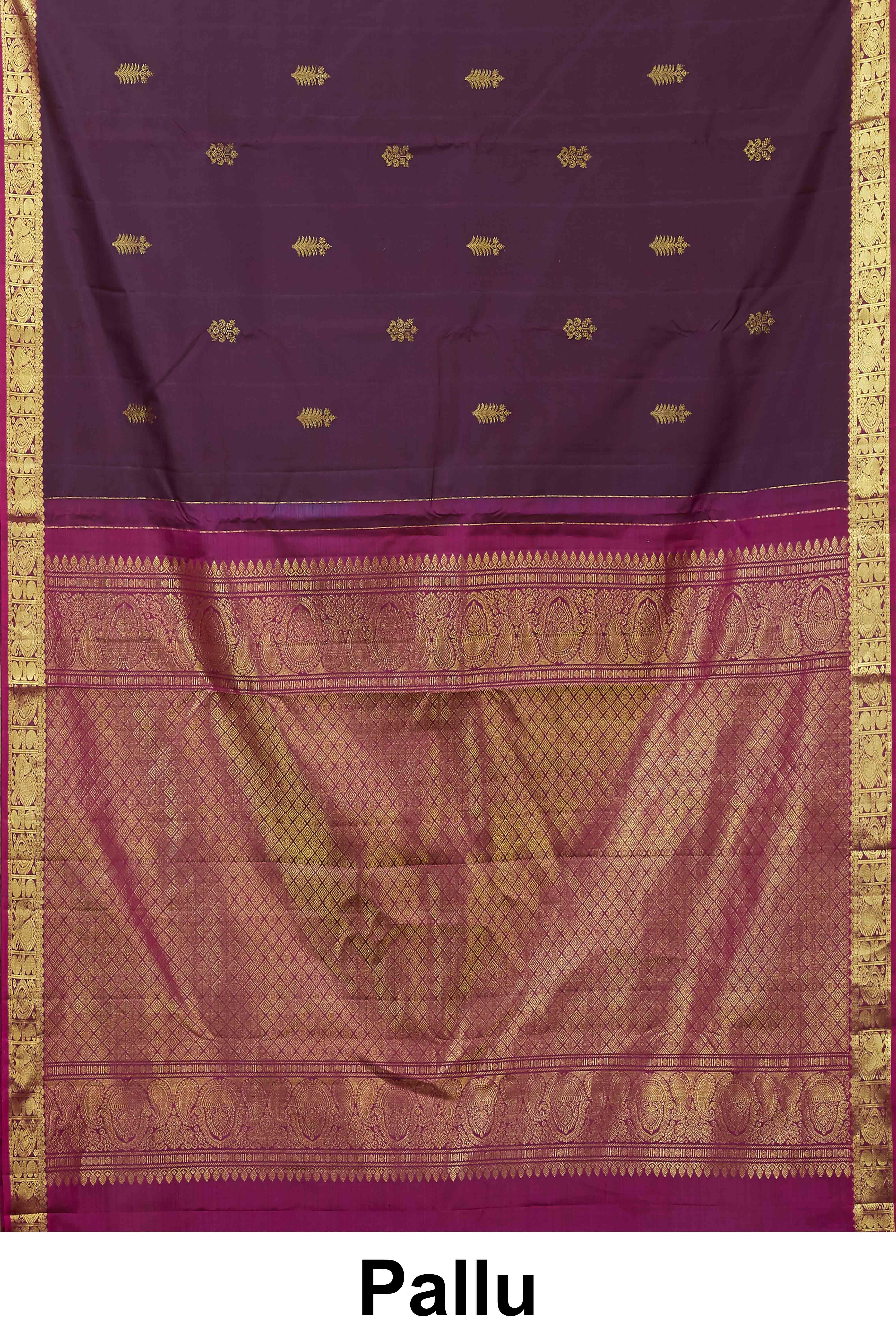Designer deep purple Kanchipuram saree