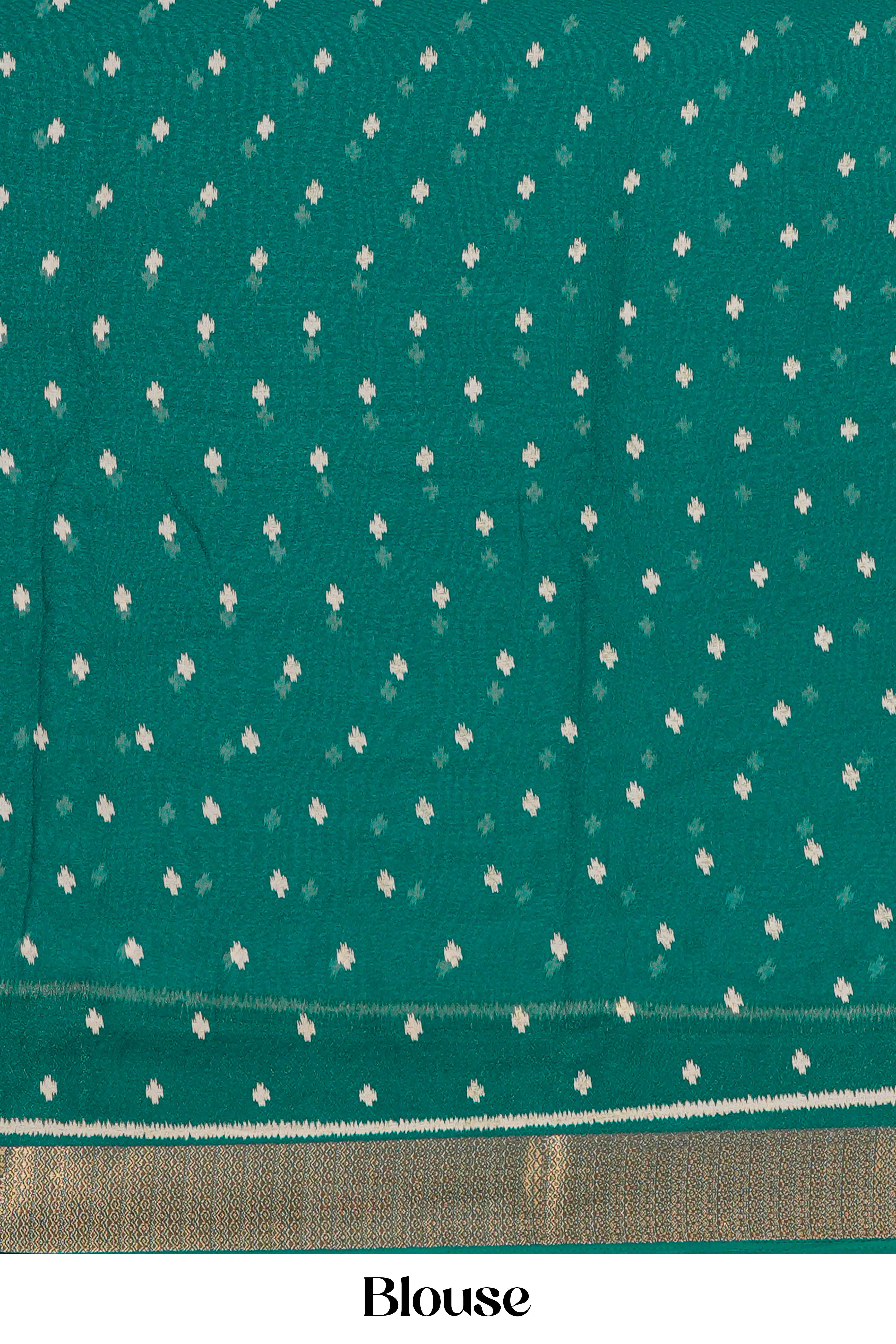 Designer peacock green dupion silk saree