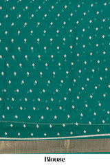 Designer peacock green dupion silk saree