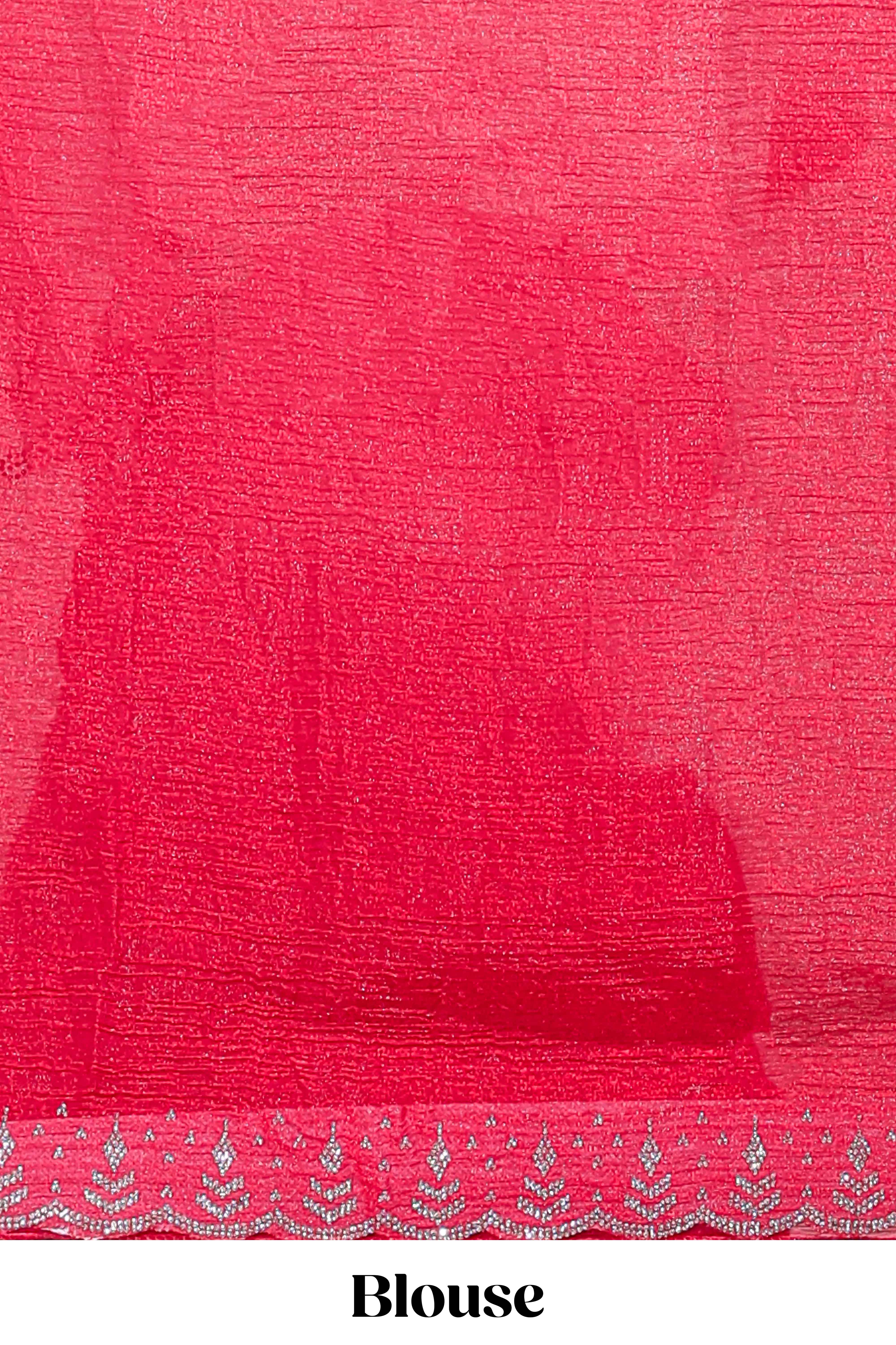 Designer pink zari saree