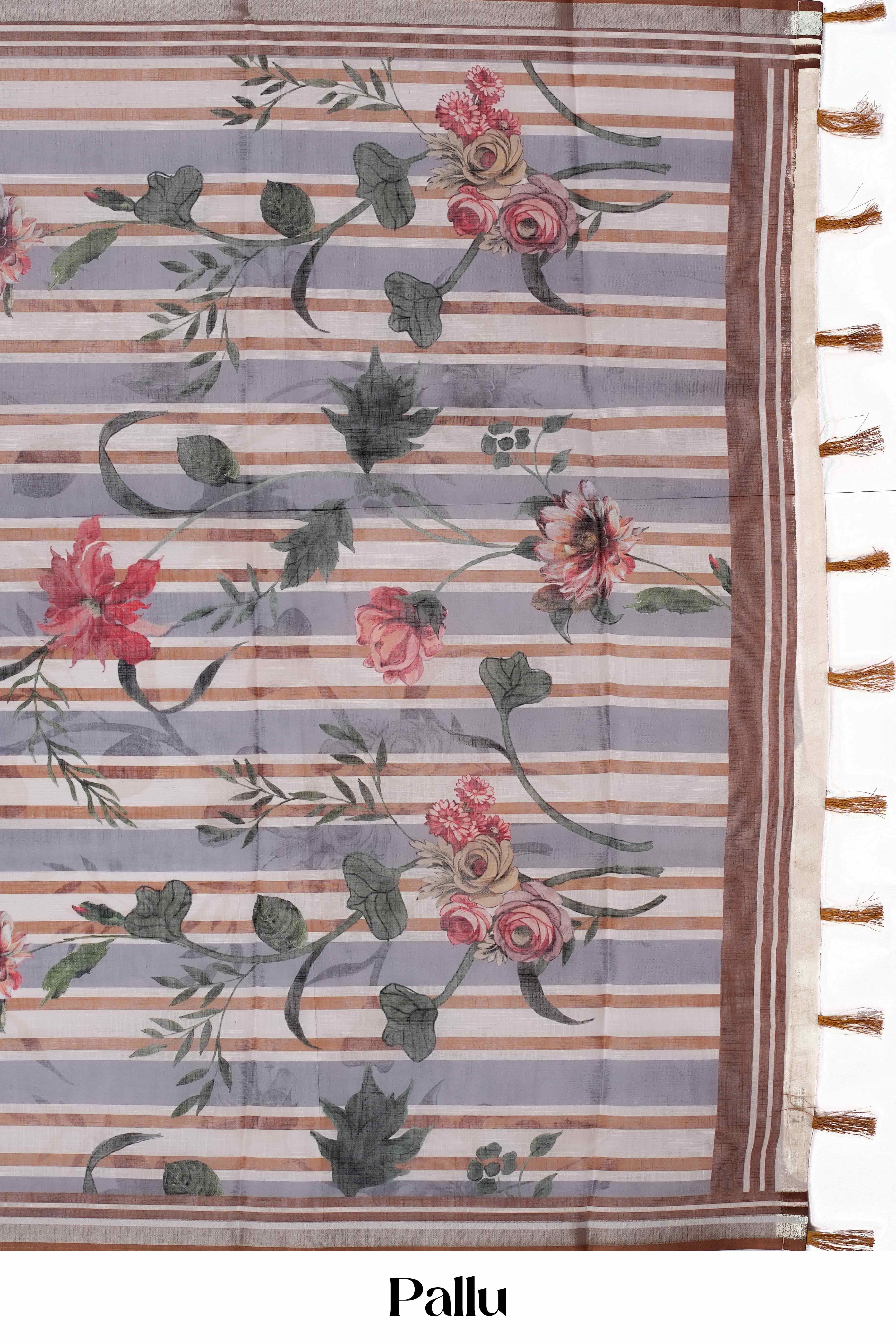 Designer printed linen saree