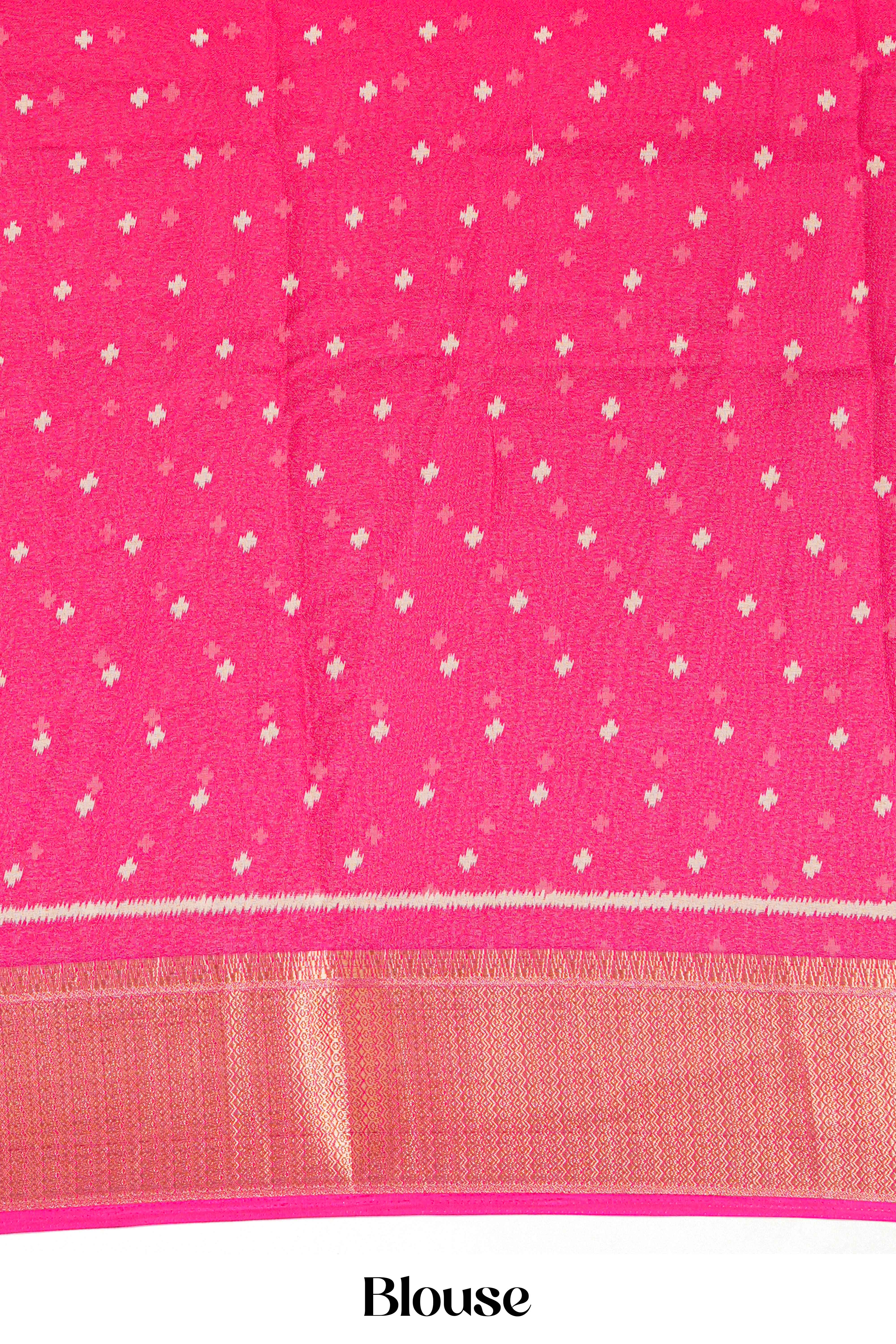 Designer rani pink ikkat silk saree