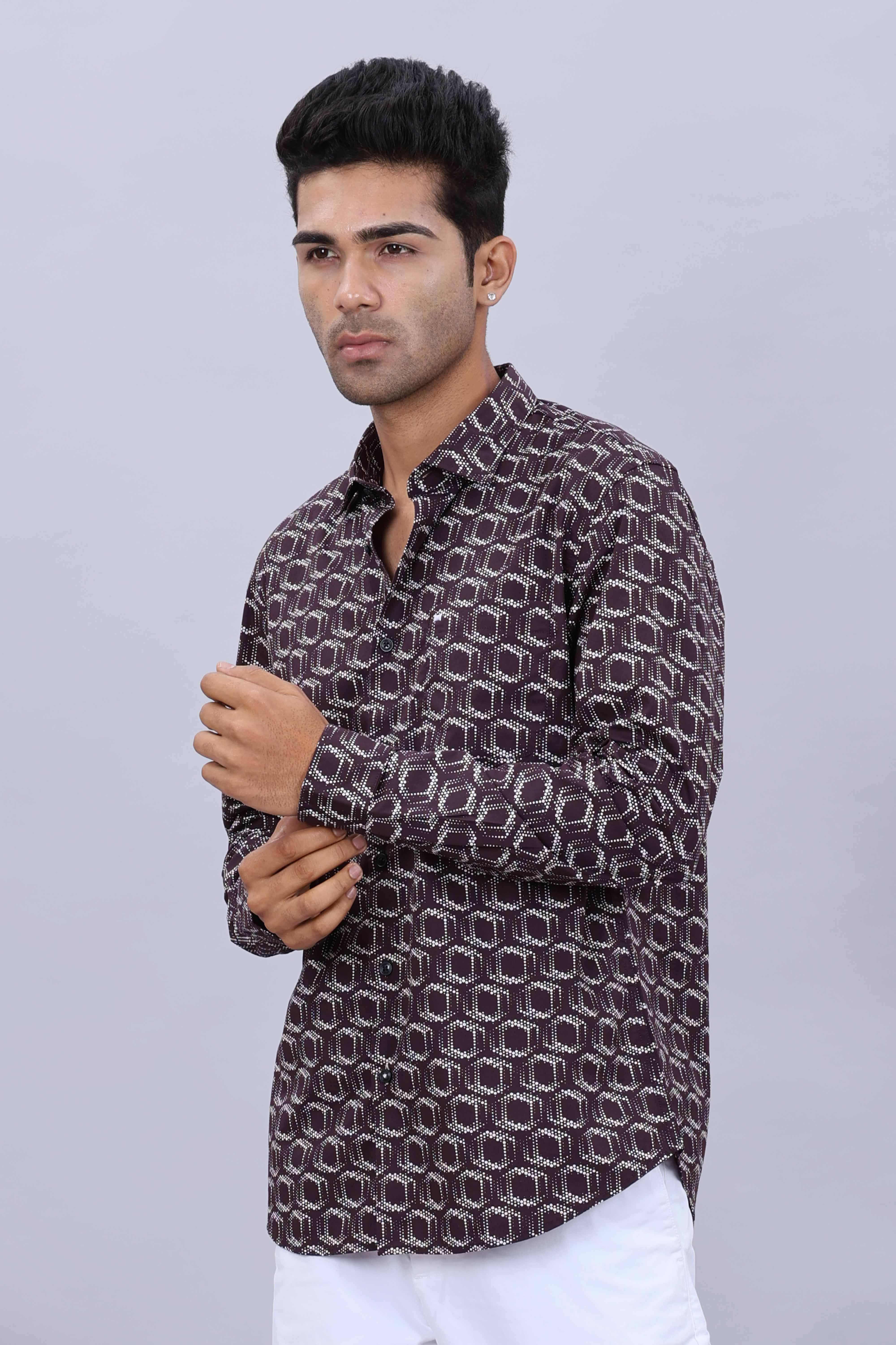 Dobby printed casual shirt
