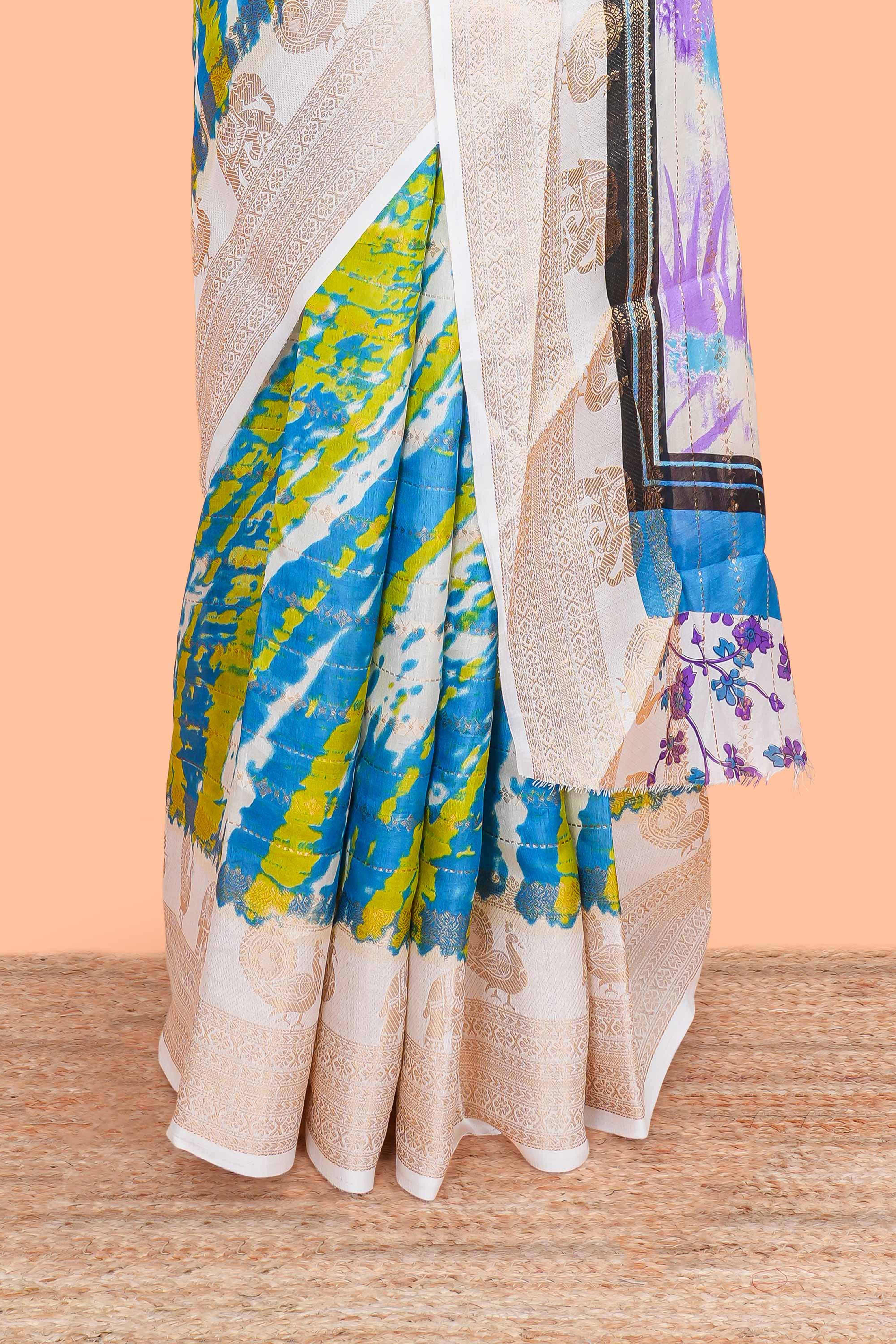 Dola silk abstract dyed weave saree