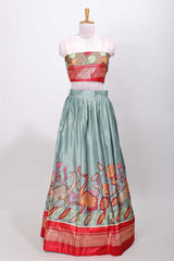 Elegant Royal blue dhavani celebration wear