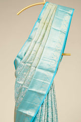 Elegant ivory gold traditional silk saree