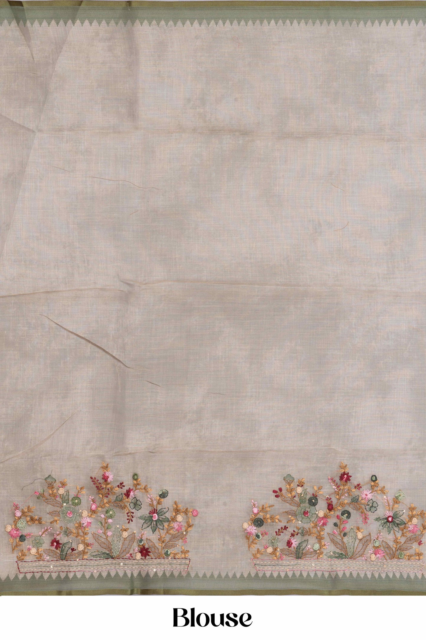 Elegant neutral linen saree