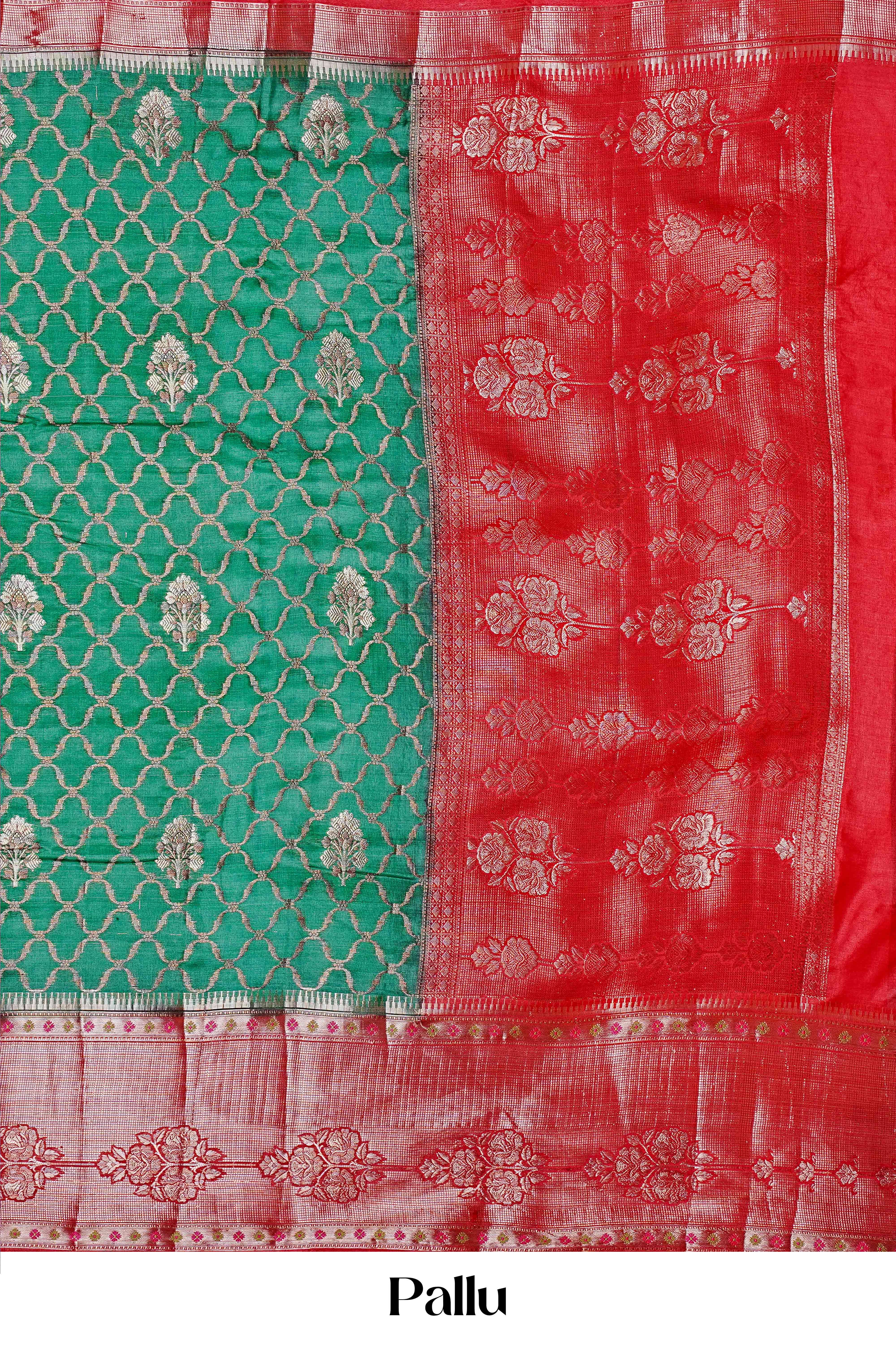 Emerald contrast border tussar silk saree