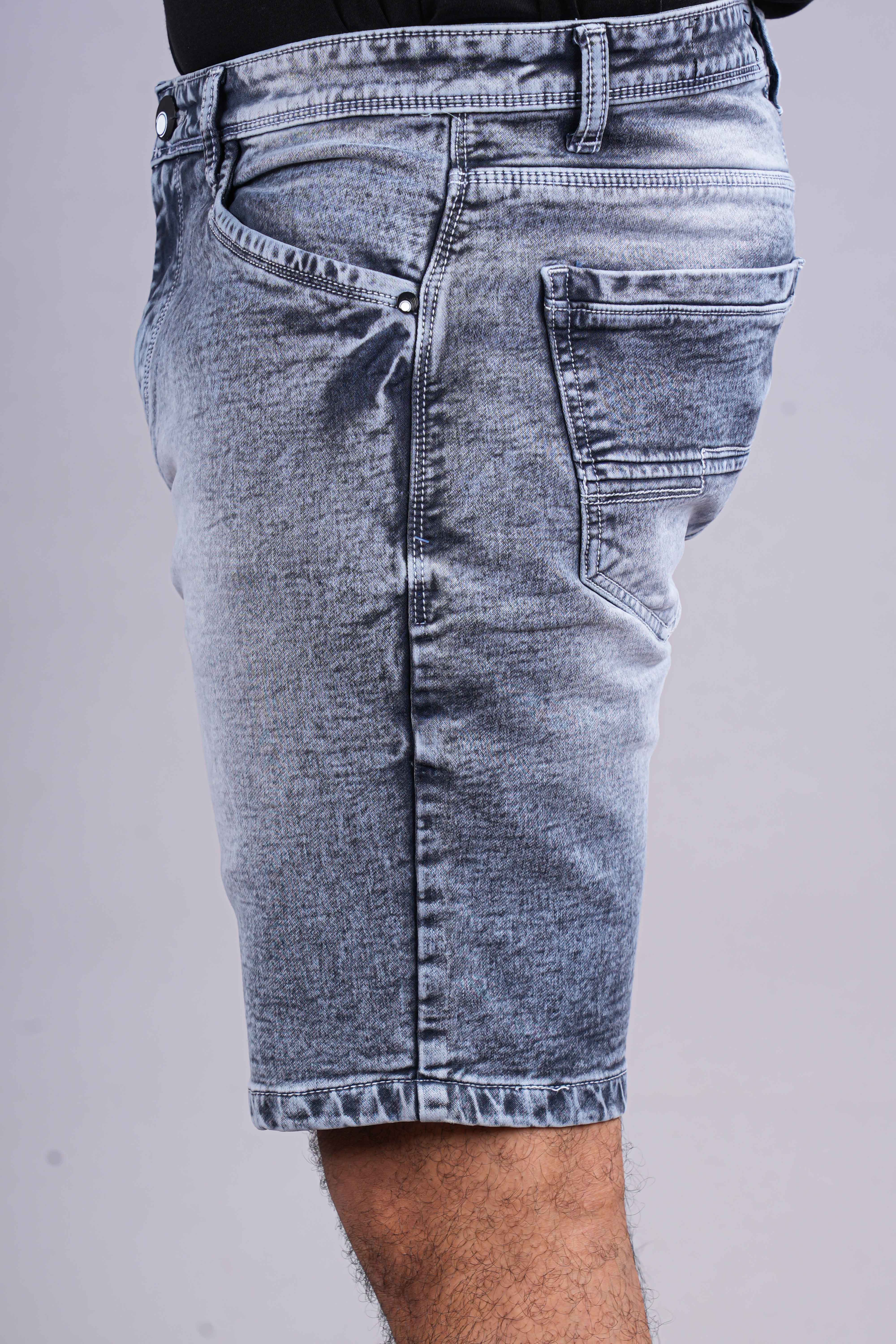 Faded grey denim shorts