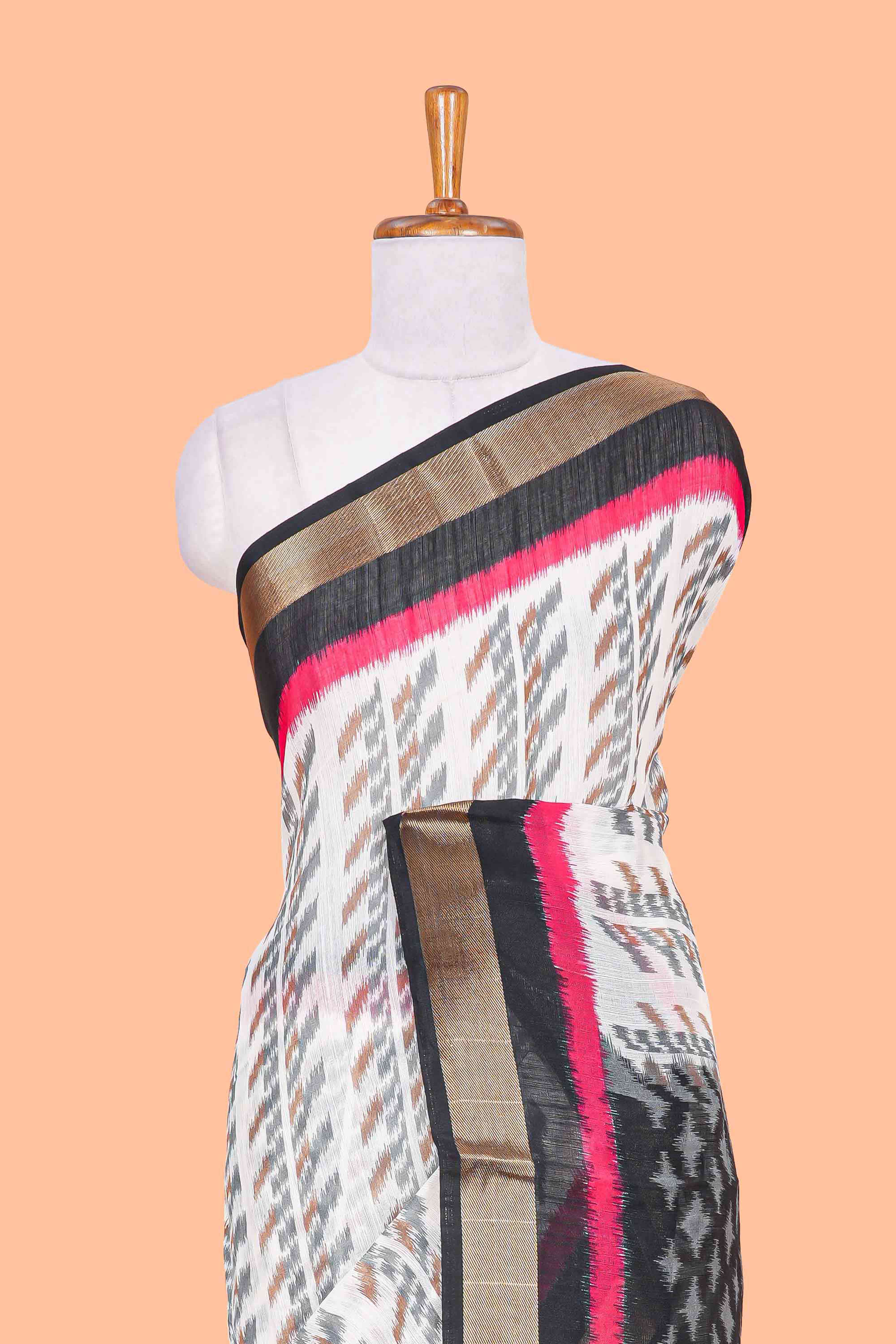 Festive black linen cotton saree