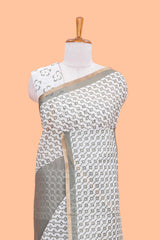 Festive grey linen cotton saree