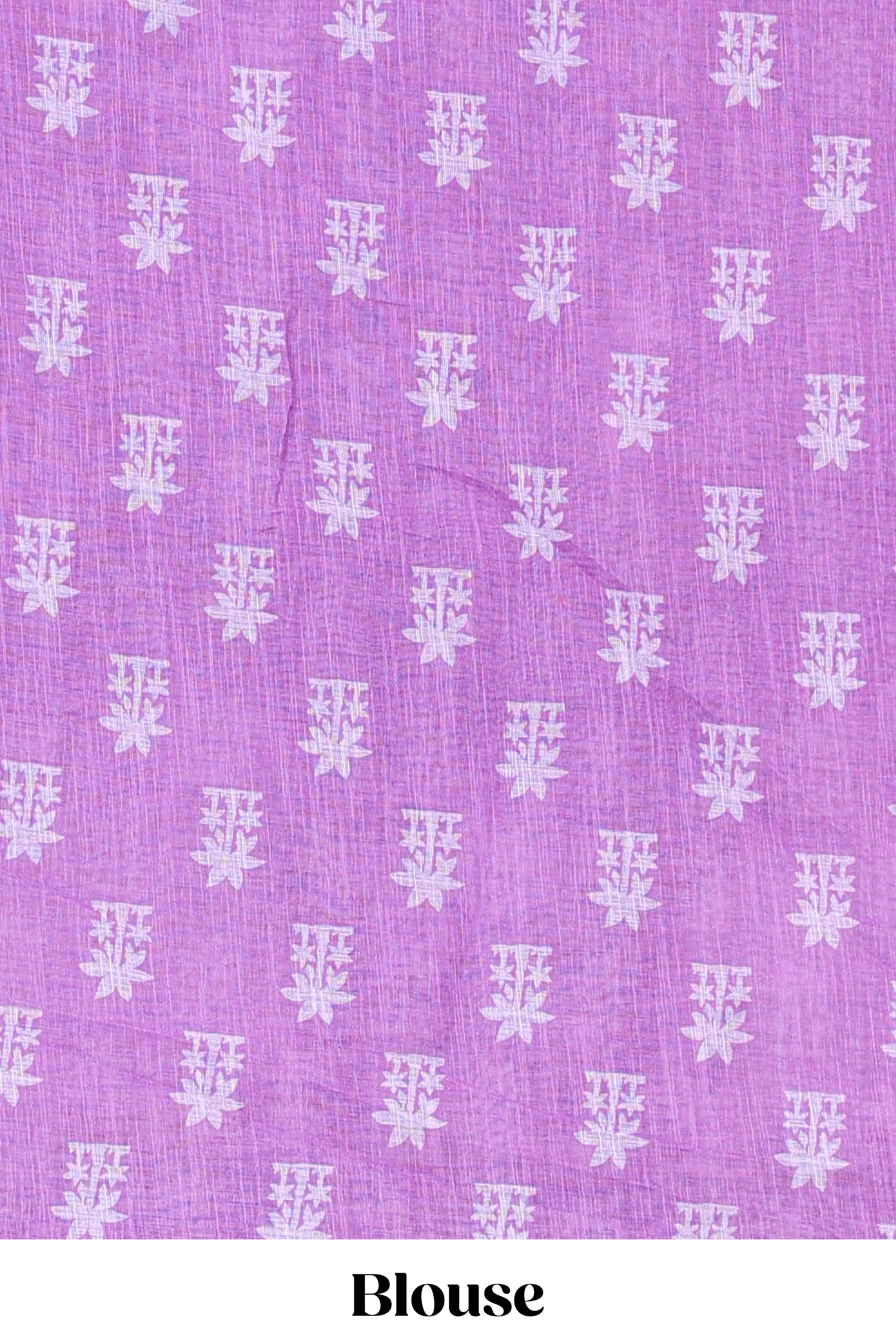 Festive lavender linen cotton saree