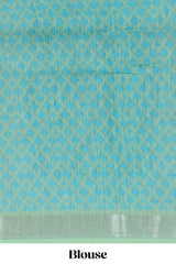 Festive linen cotton green saree