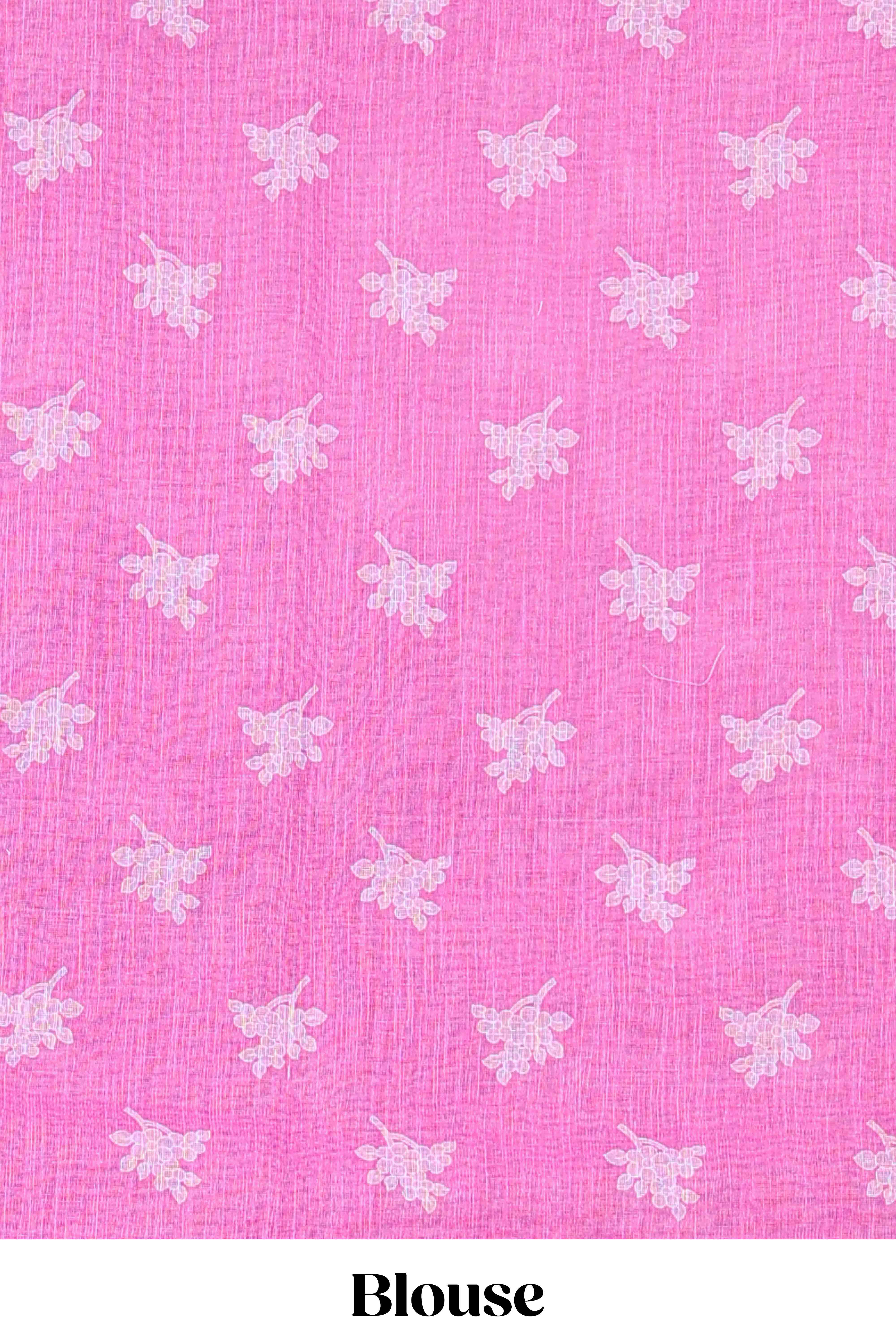 Festive purple linen cotton saree