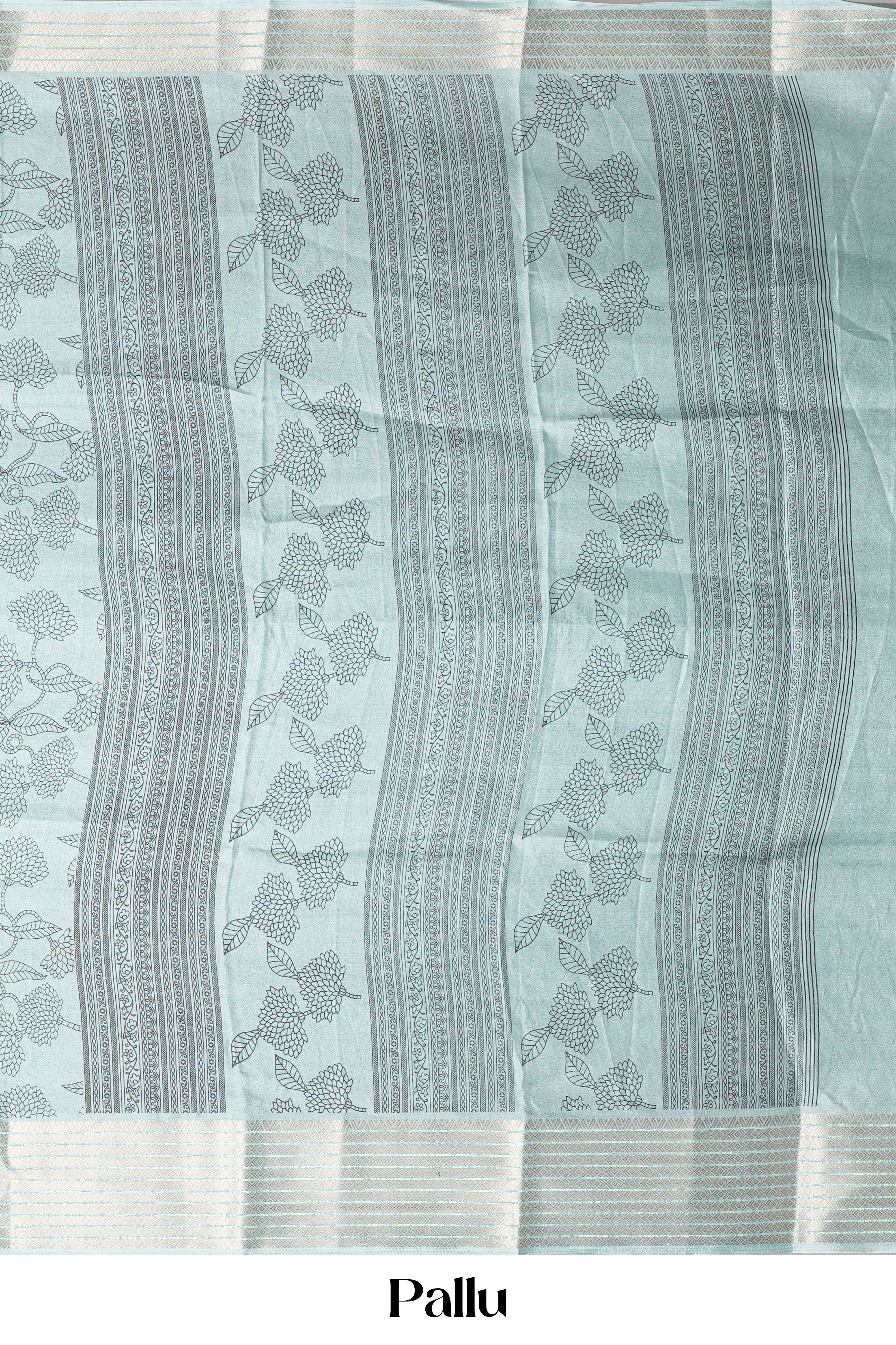 Floral design blue dupion saree