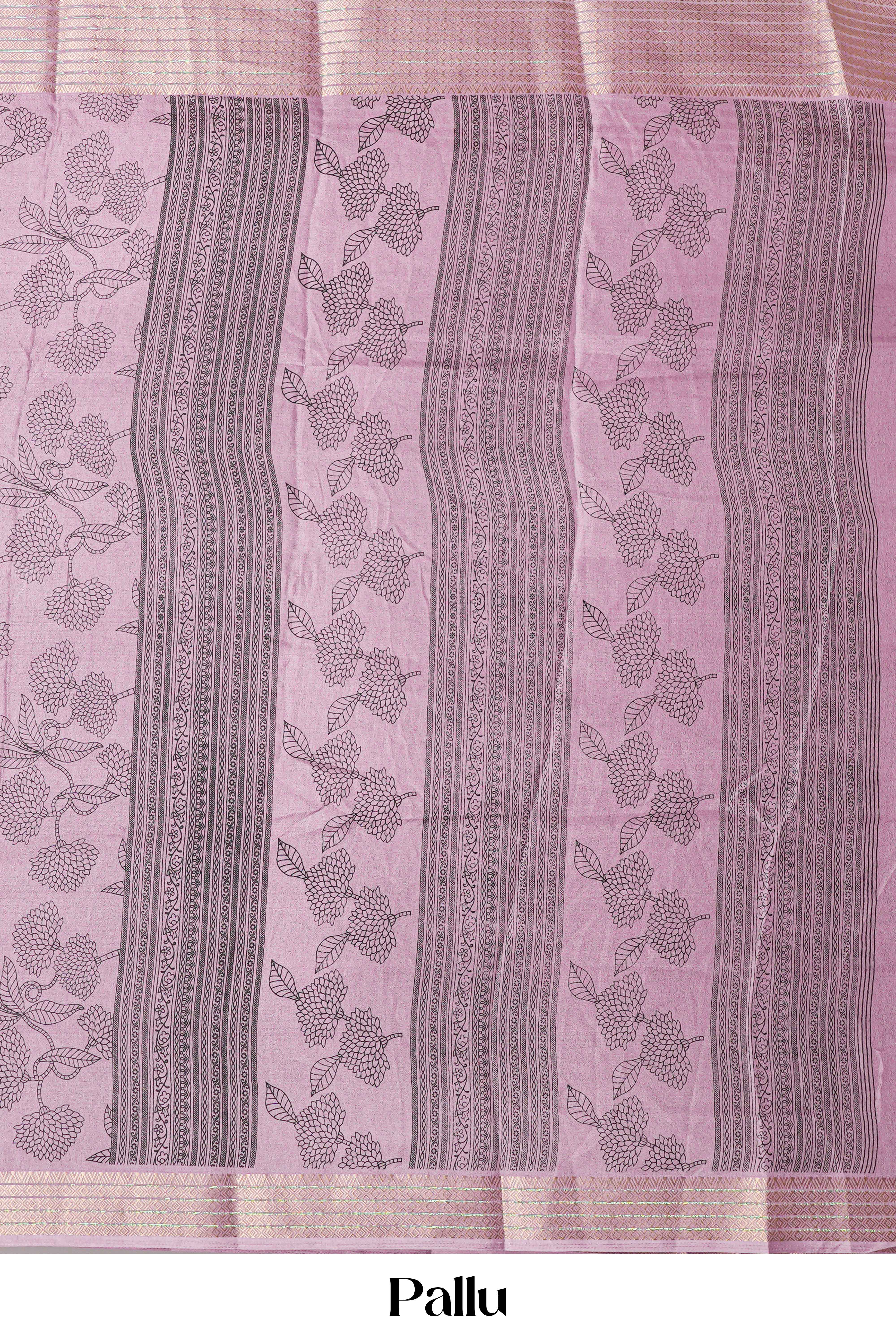 Floral design lavender dupion saree
